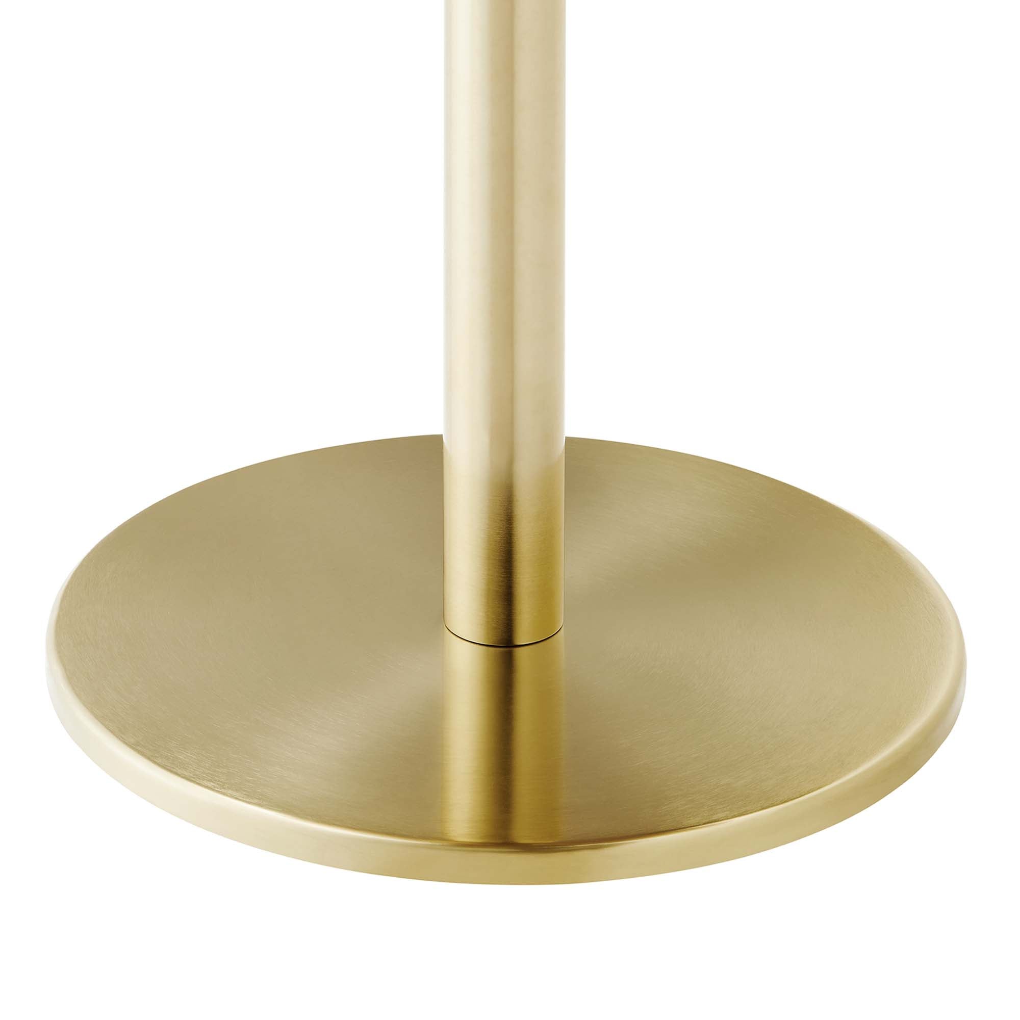 Viva Round Acacia Wood Side Table, Brass Light Oak