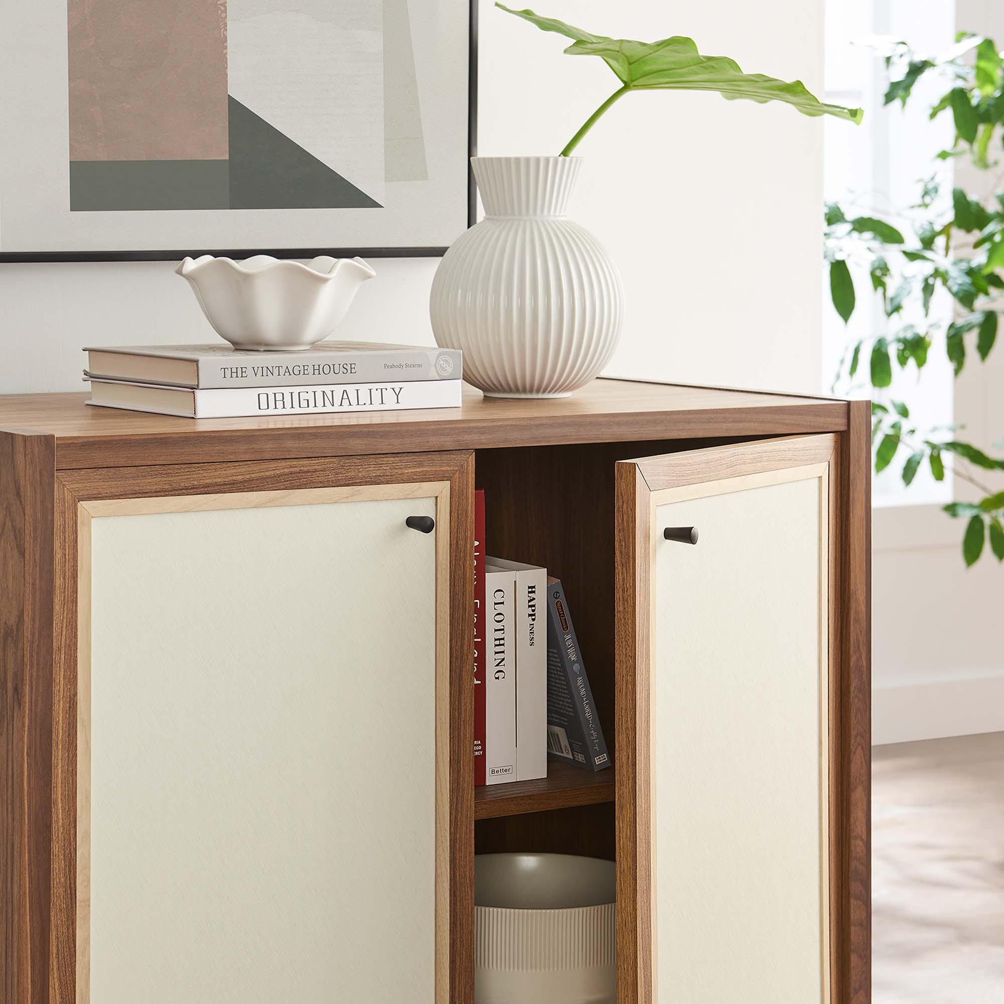Capri 33" Wood Grain Storage Cabinet, Walnut