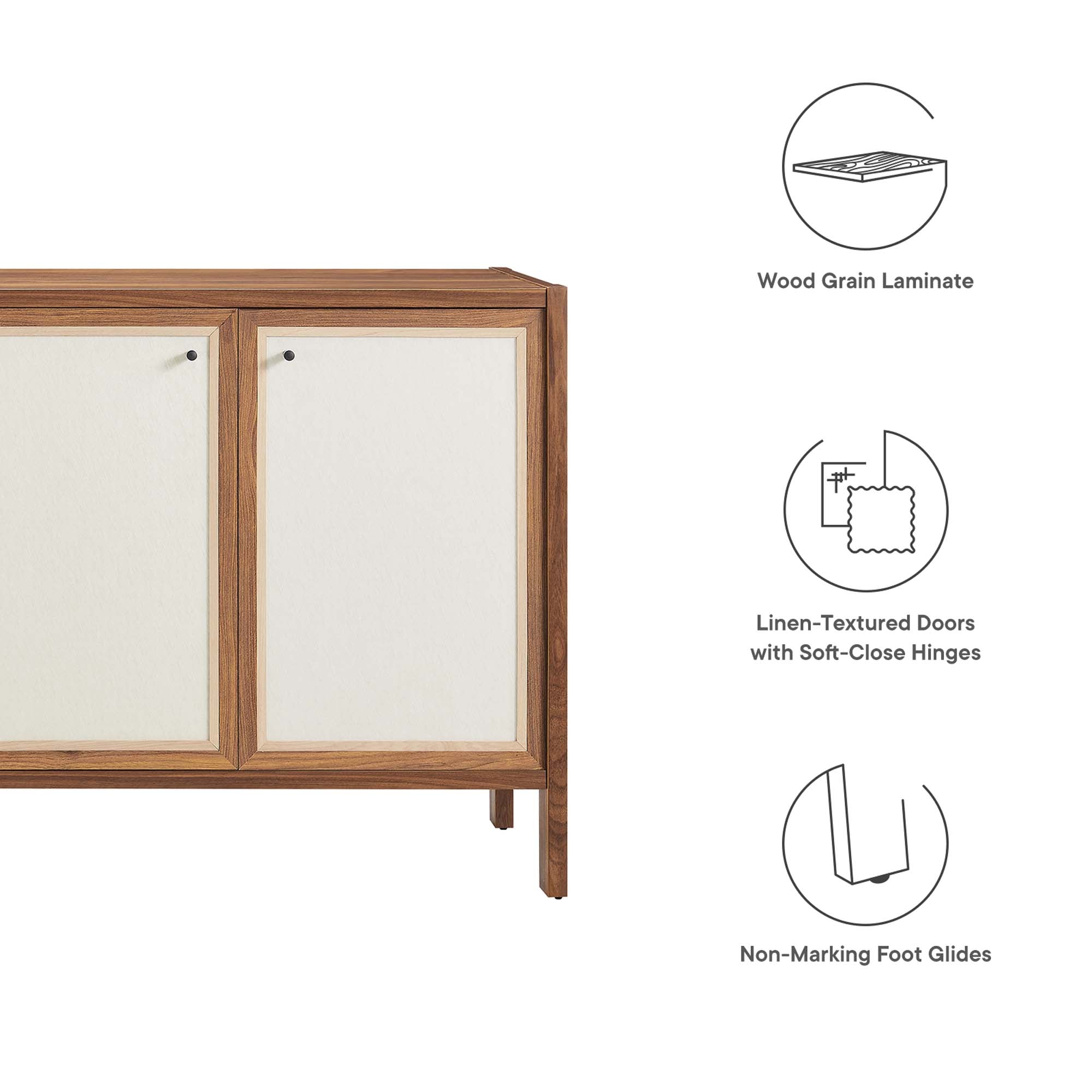 Capri 65" Wood Grain Sideboard Storage Cabinet, Walnut