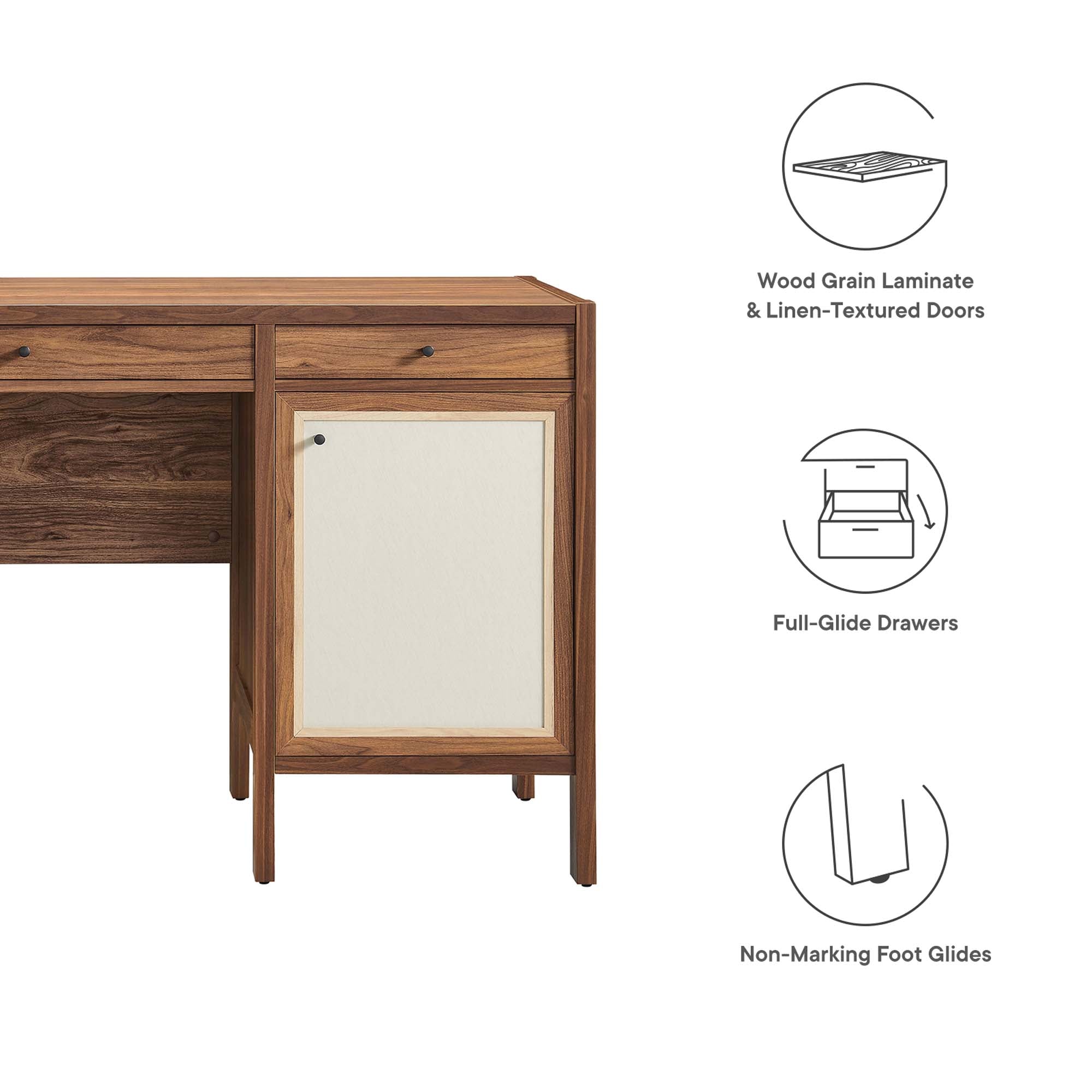 Capri 58" Wood Grain Office Desk, Walnut
