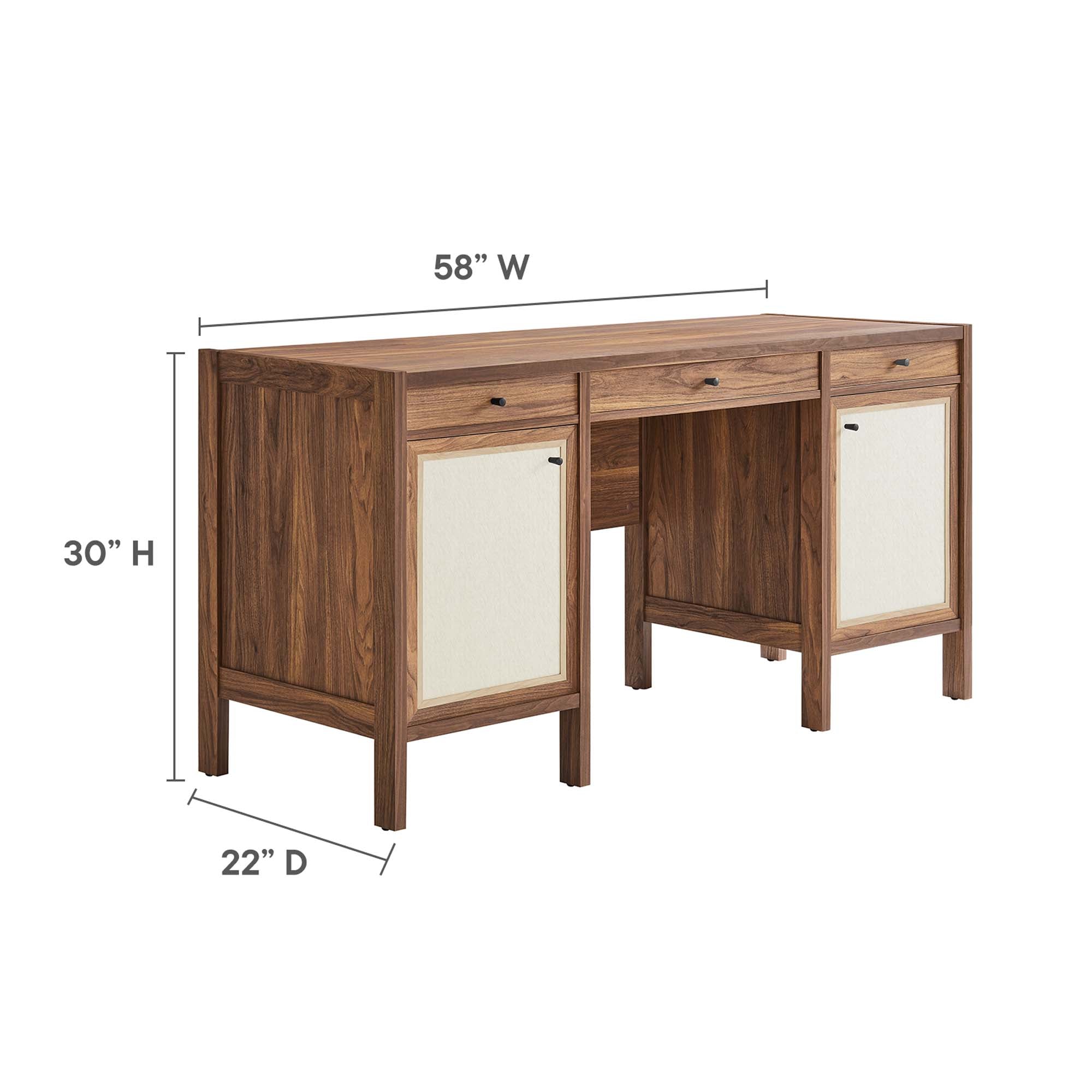 Capri 58" Wood Grain Office Desk, Walnut