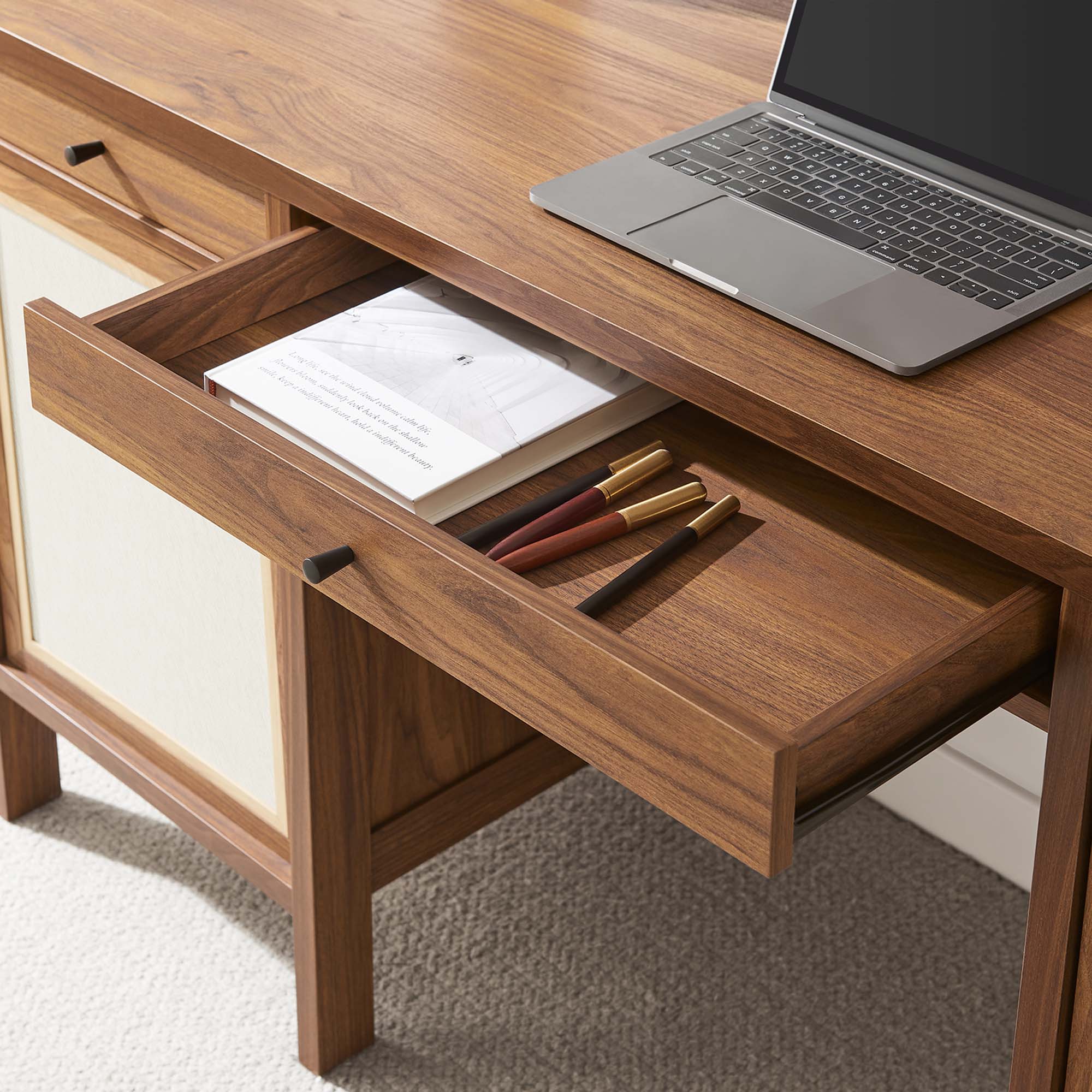 Capri 58" Wood Grain Office Desk, Walnut
