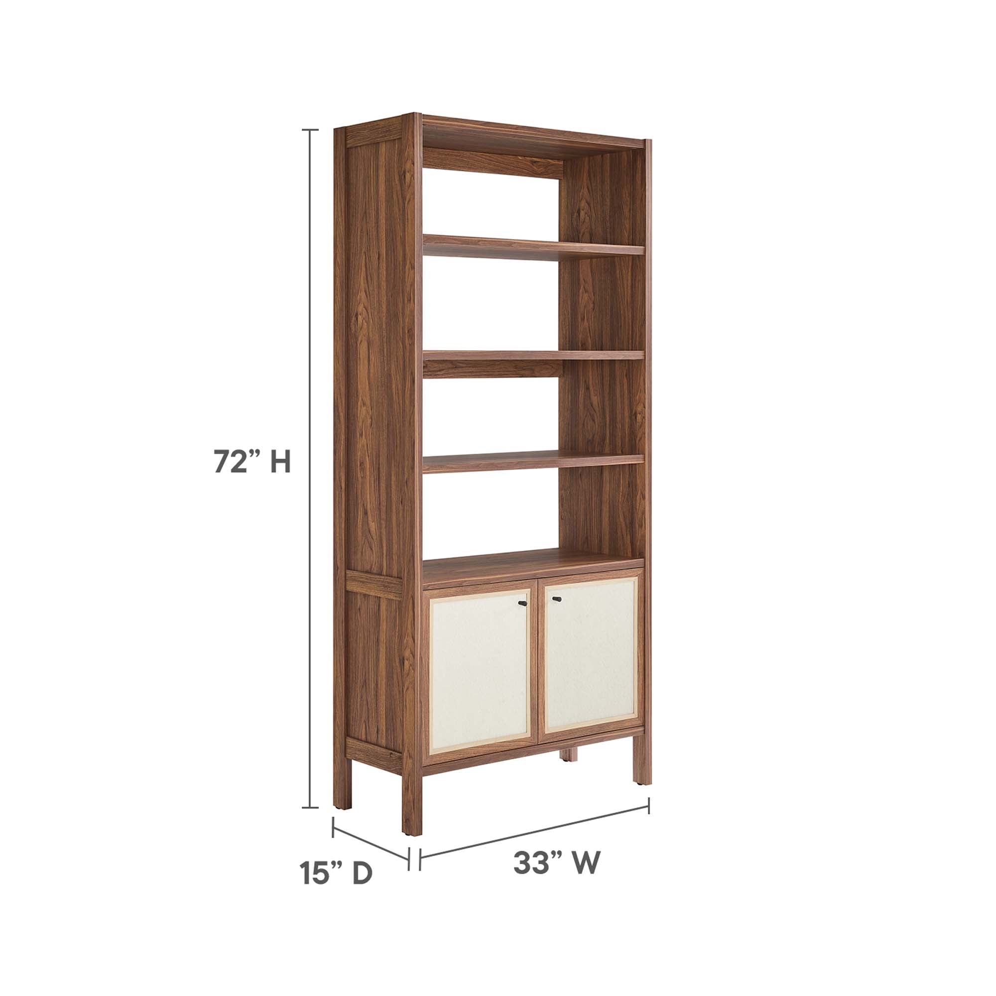 Capri 4-Shelf Wood Grain Bookcase, Walnut