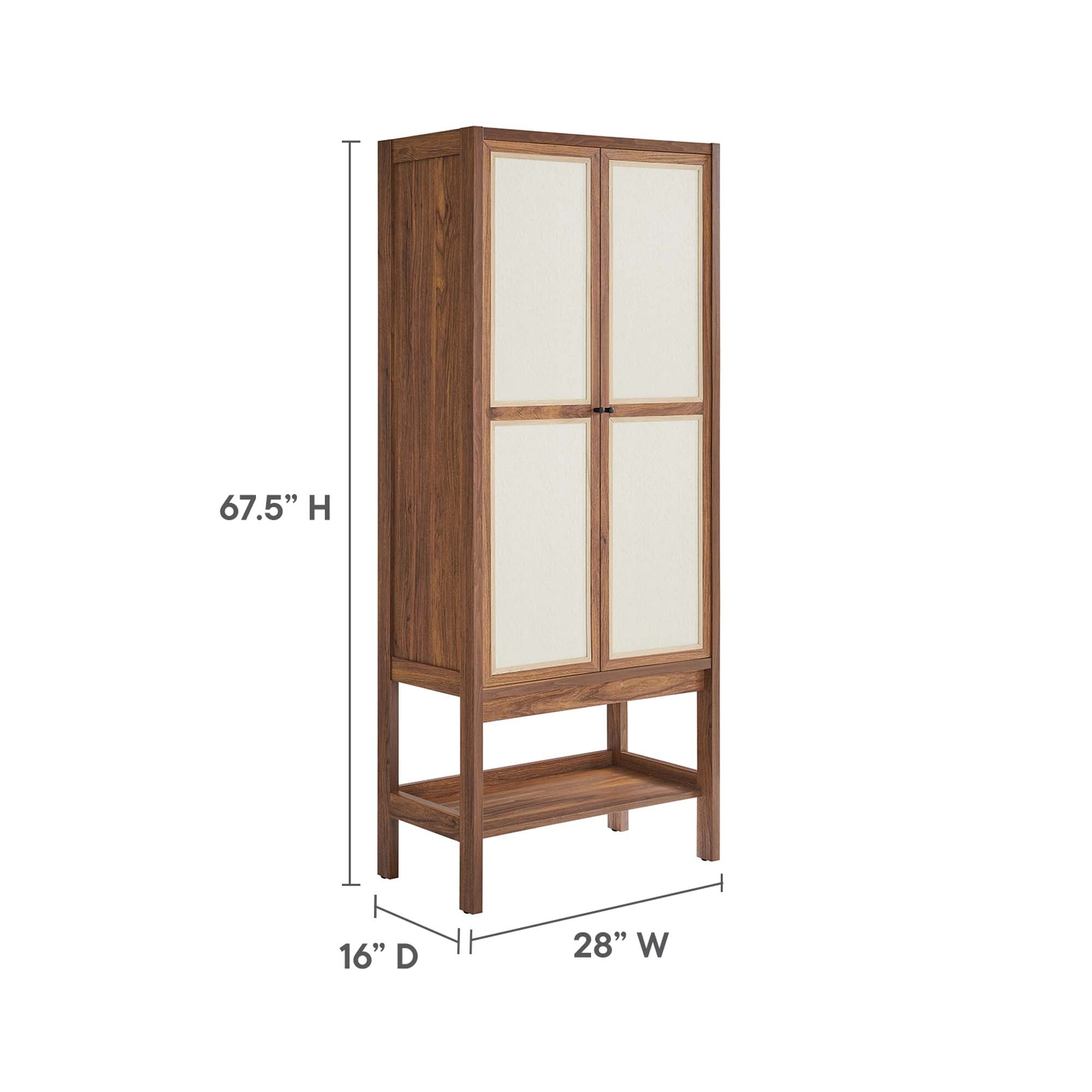 Capri Tall Wood Grain Standing Storage Cabinet, Walnut