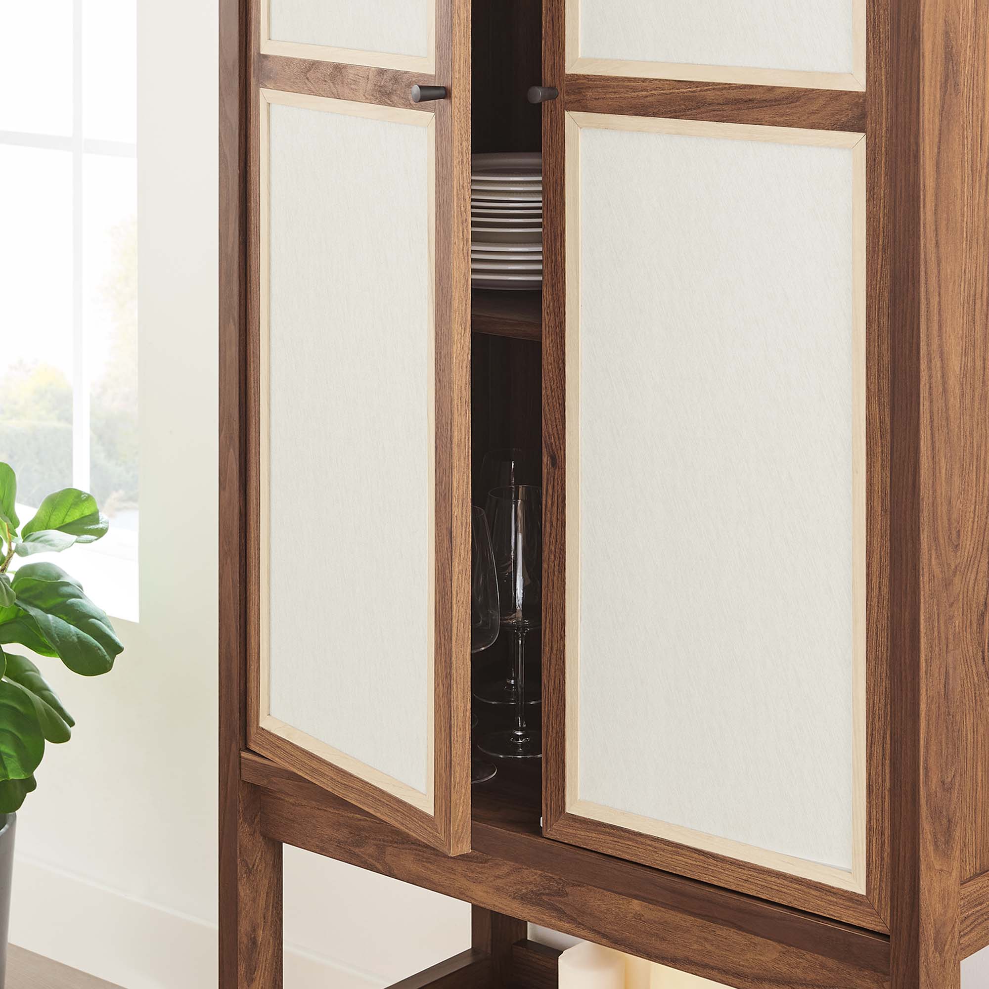 Capri Tall Wood Grain Standing Storage Cabinet, Walnut