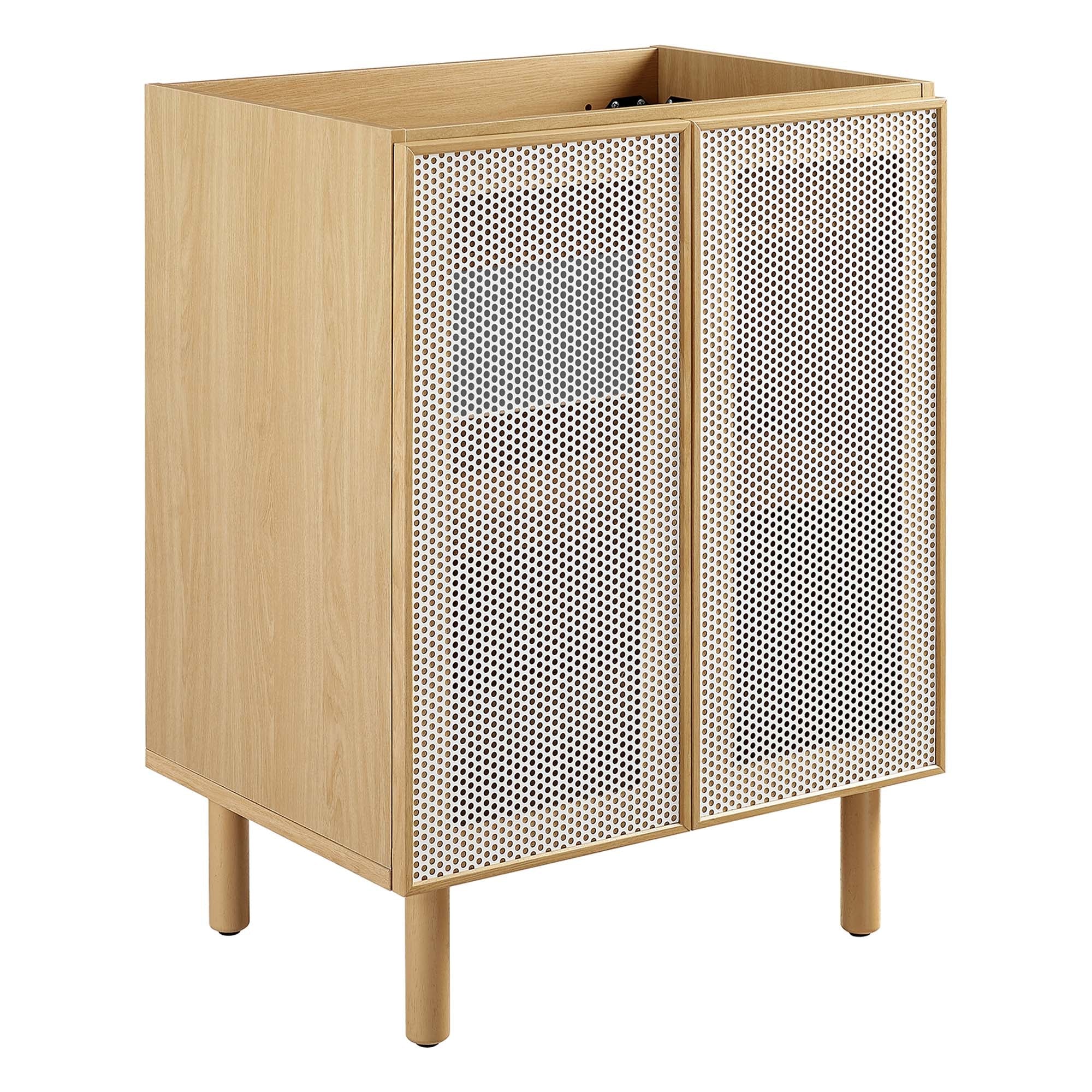 Calla 24" Perforated Metal Bathroom Vanity Cabinet (Sink Basin Not Included), Oak