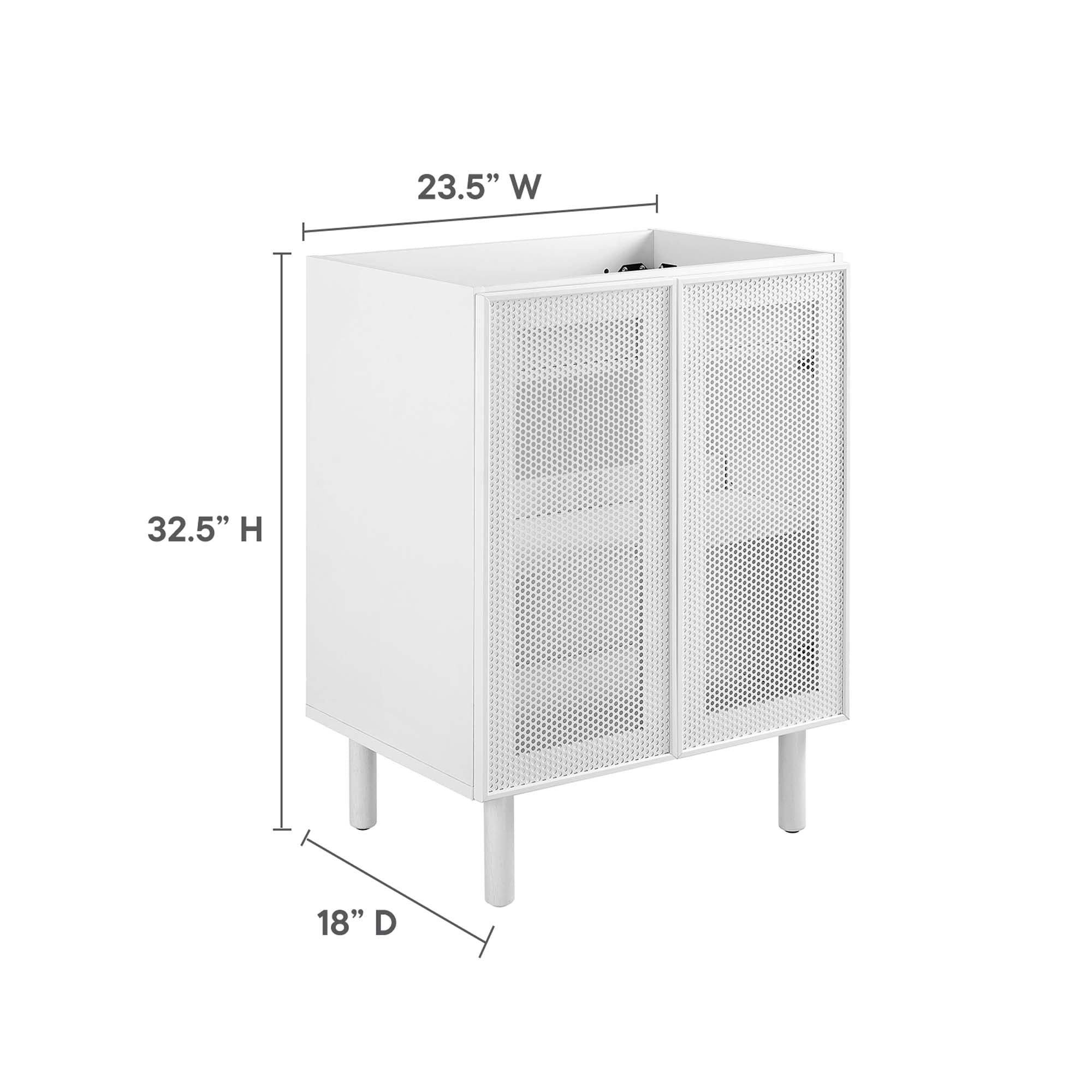 Calla 24" Perforated Metal Bathroom Vanity Cabinet (Sink Basin Not Included), White