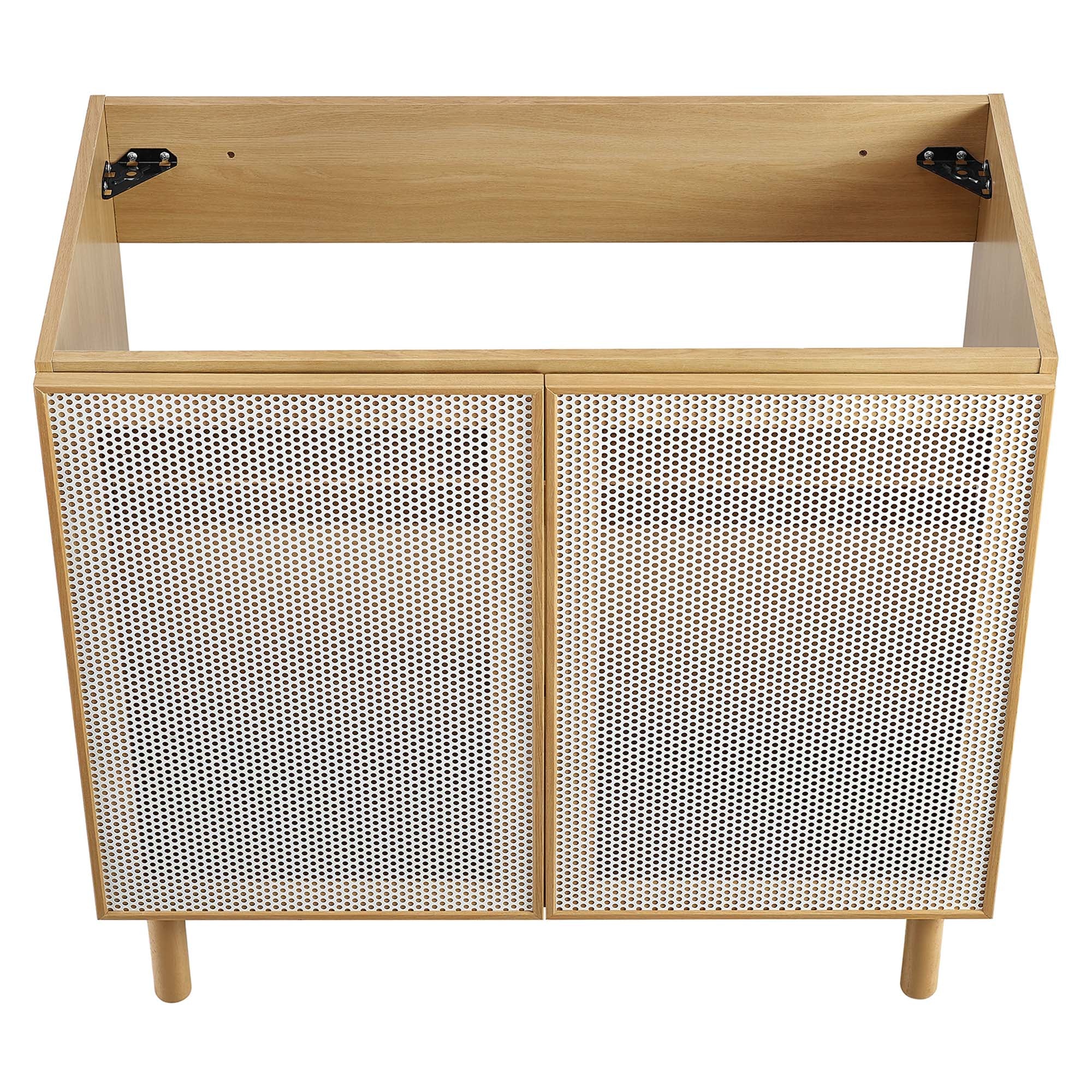 Calla 36" Perforated Metal Bathroom Vanity Cabinet (Sink Basin Not Included), Oak