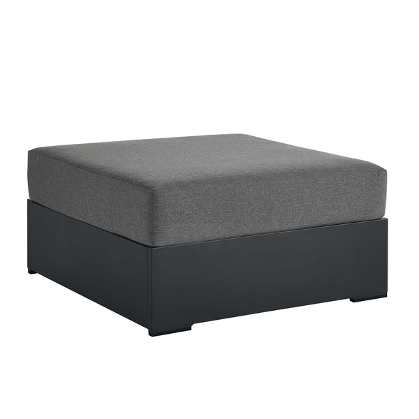 Tahoe Outdoor Patio Powder-Coated Aluminum Ottoman, Gray Charcoal