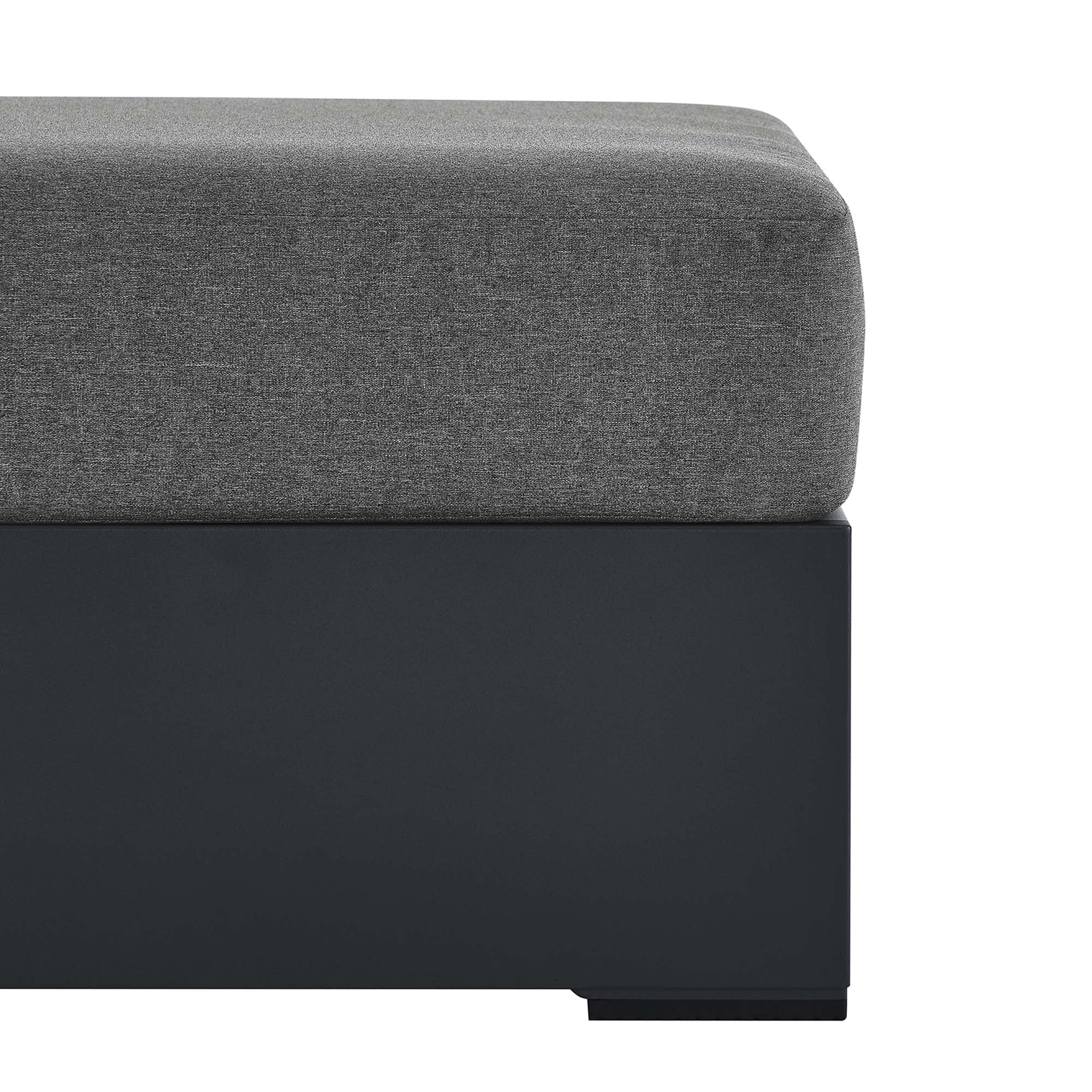 Tahoe Outdoor Patio Powder-Coated Aluminum Ottoman, Gray Charcoal