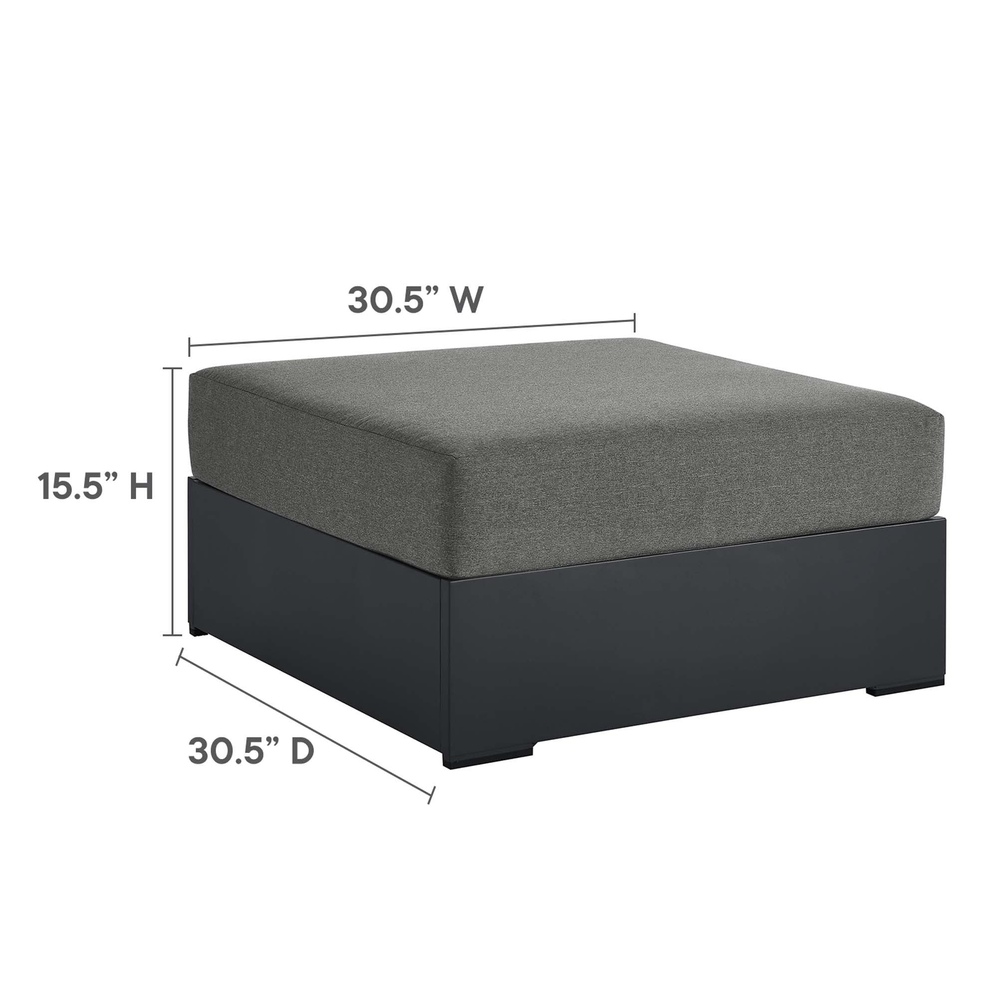 Tahoe Outdoor Patio Powder-Coated Aluminum Ottoman, Gray Charcoal