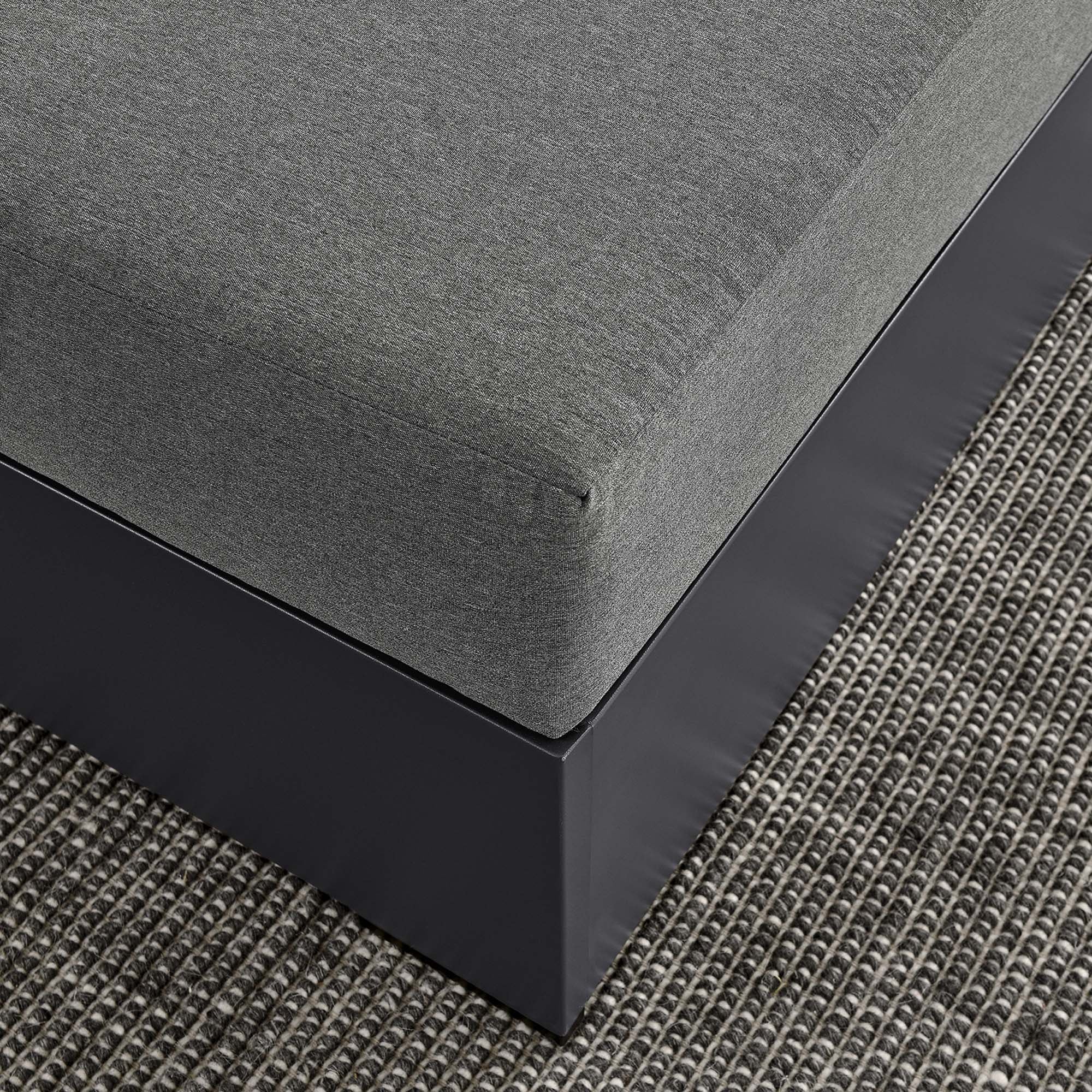 Tahoe Outdoor Patio Powder-Coated Aluminum Ottoman, Gray Charcoal