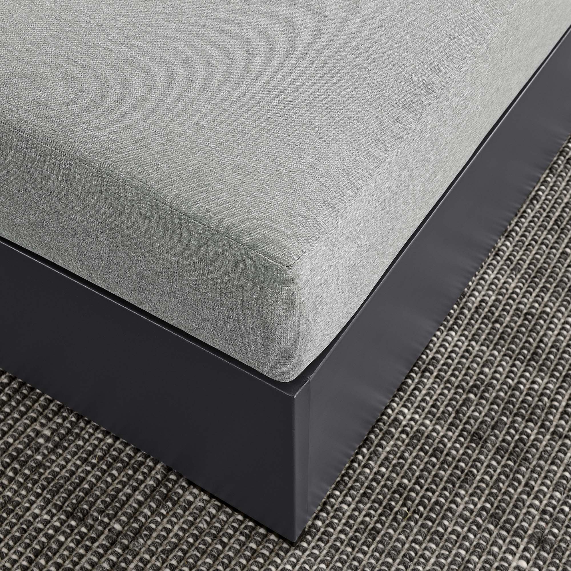 Tahoe Outdoor Patio Powder-Coated Aluminum Ottoman, Gray Gray