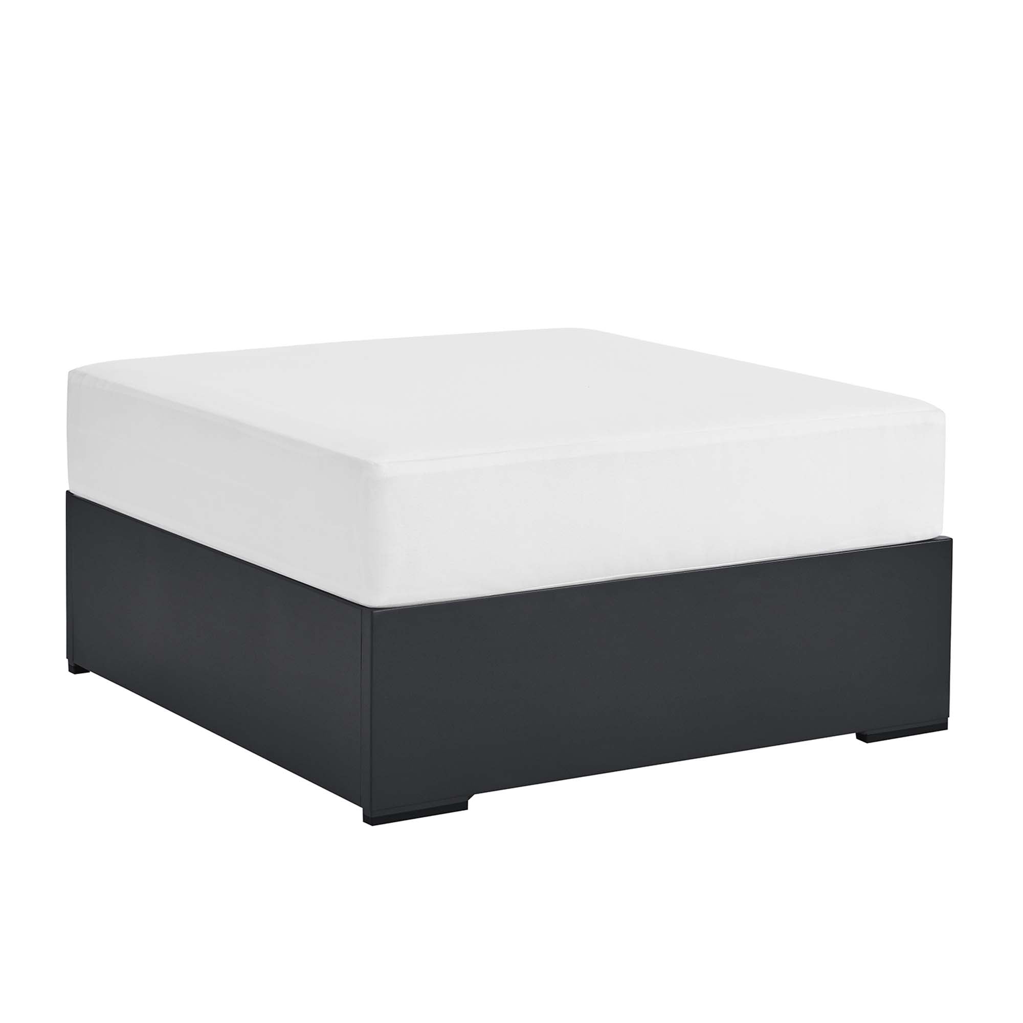 Tahoe Outdoor Patio Powder-Coated Aluminum Ottoman, Gray White
