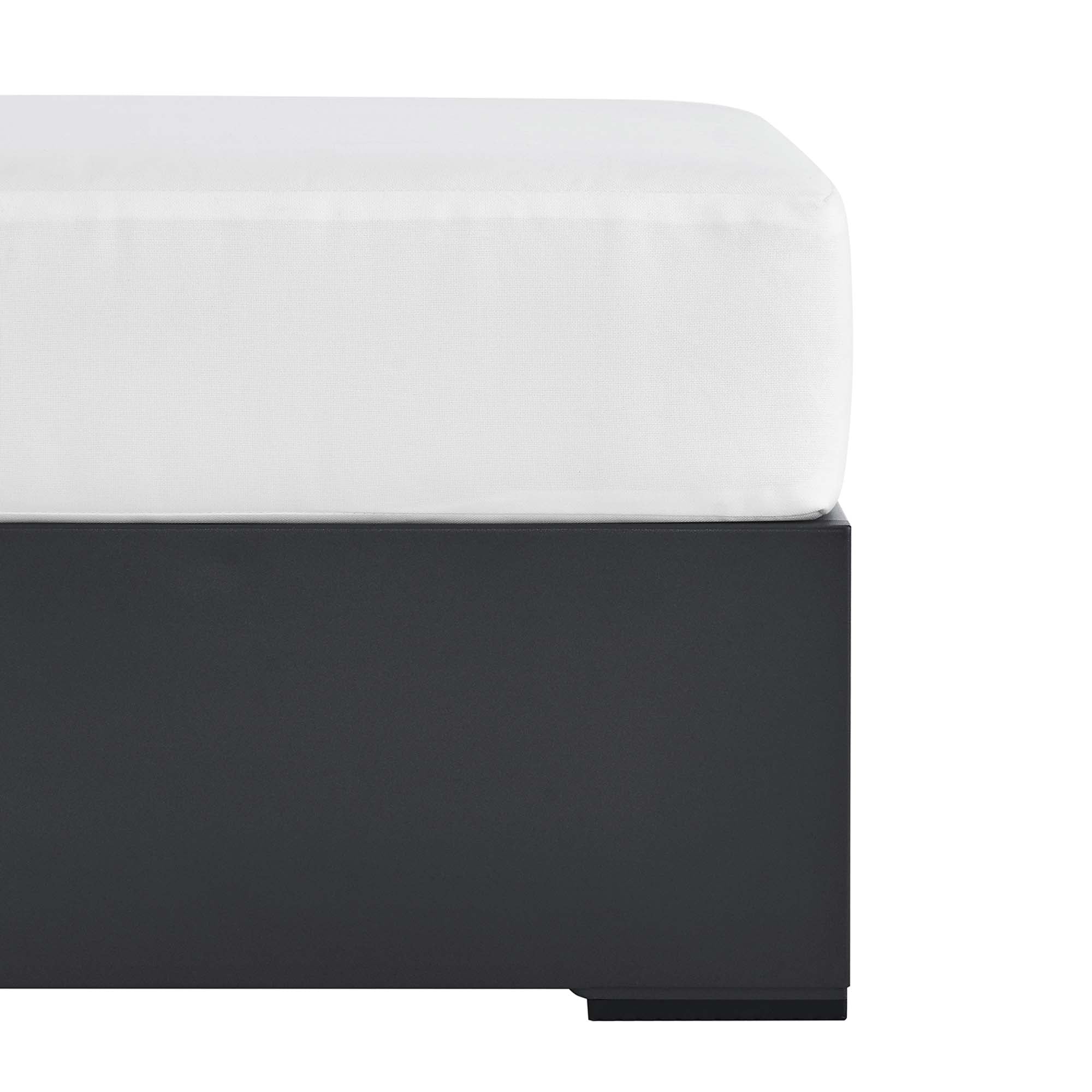 Tahoe Outdoor Patio Powder-Coated Aluminum Ottoman, Gray White