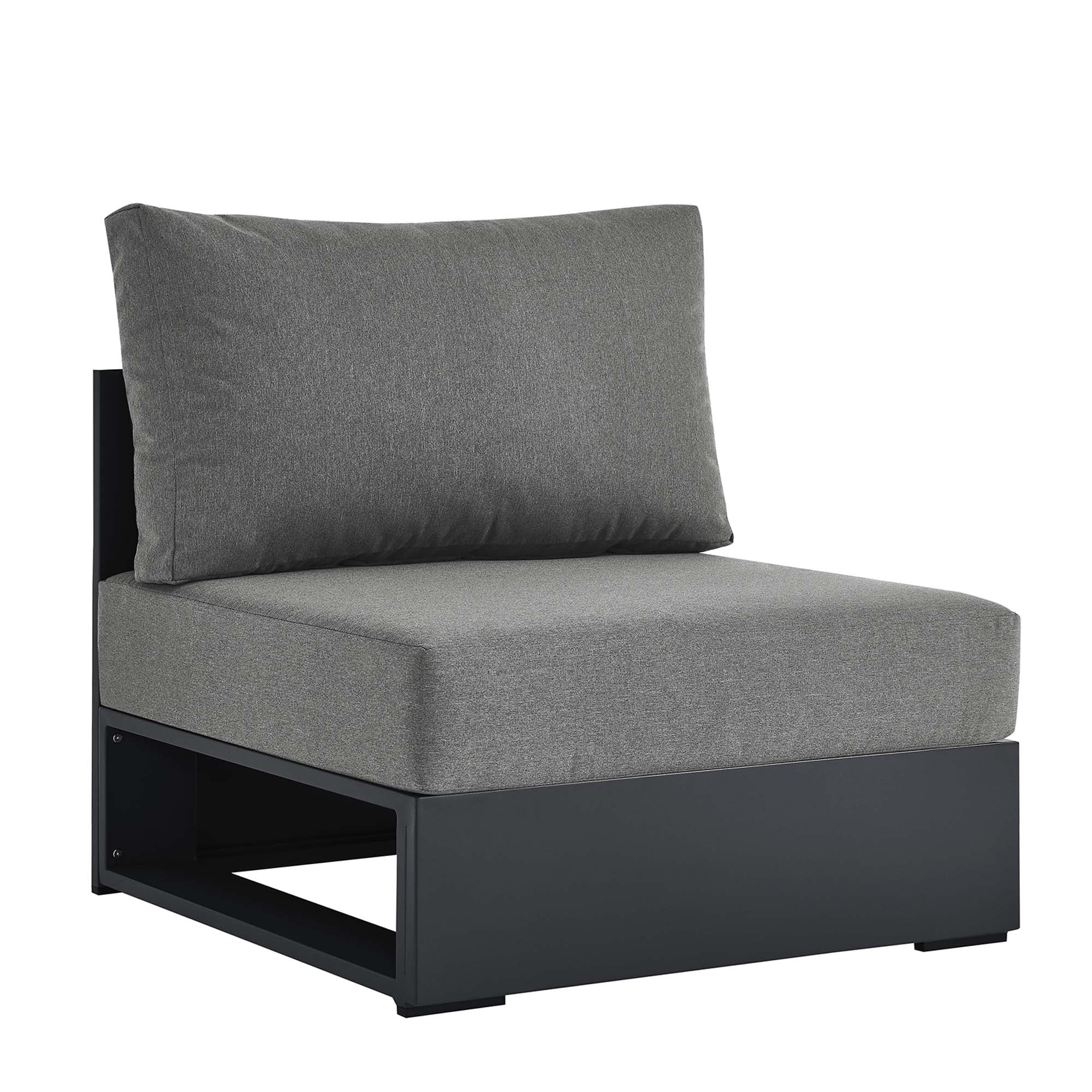 Tahoe Outdoor Patio Powder-Coated Aluminum Modular Armless Chair, Gray Charcoal