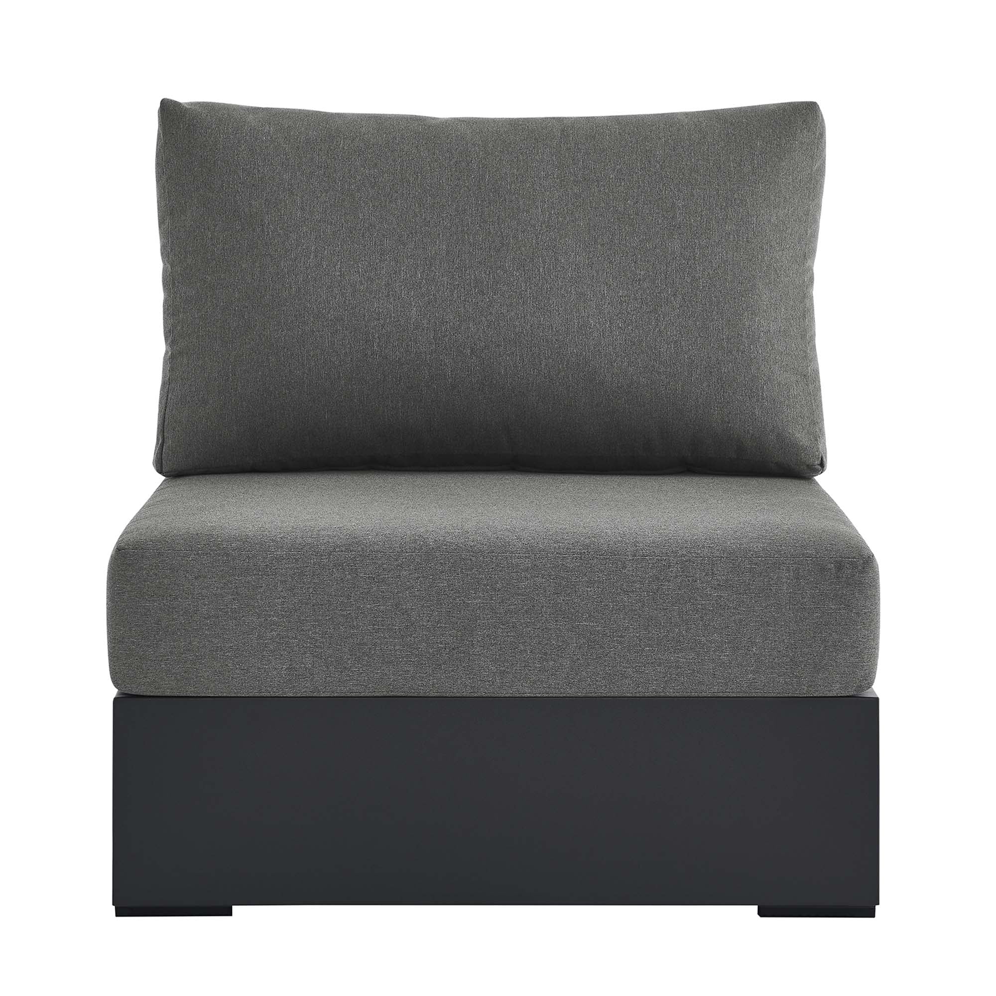 Tahoe Outdoor Patio Powder-Coated Aluminum Modular Armless Chair, Gray Charcoal