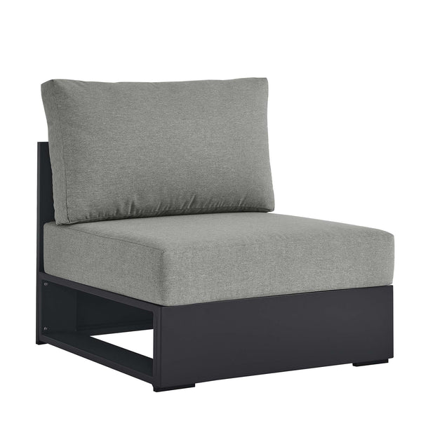 Tahoe Outdoor Patio Powder-Coated Aluminum Modular Armless Chair, Gray Gray