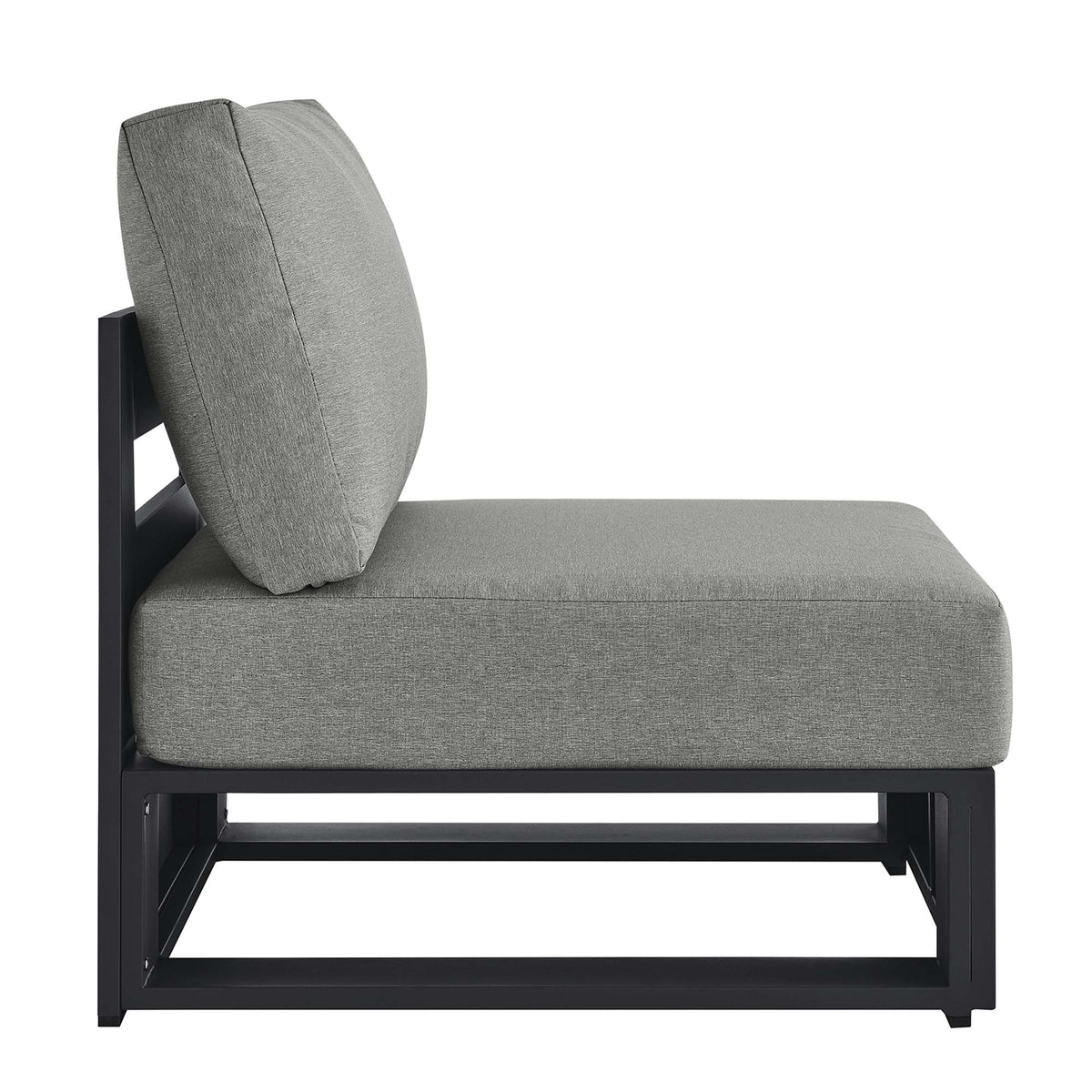 Tahoe Outdoor Patio Powder-Coated Aluminum Modular Armless Chair, Gray Gray