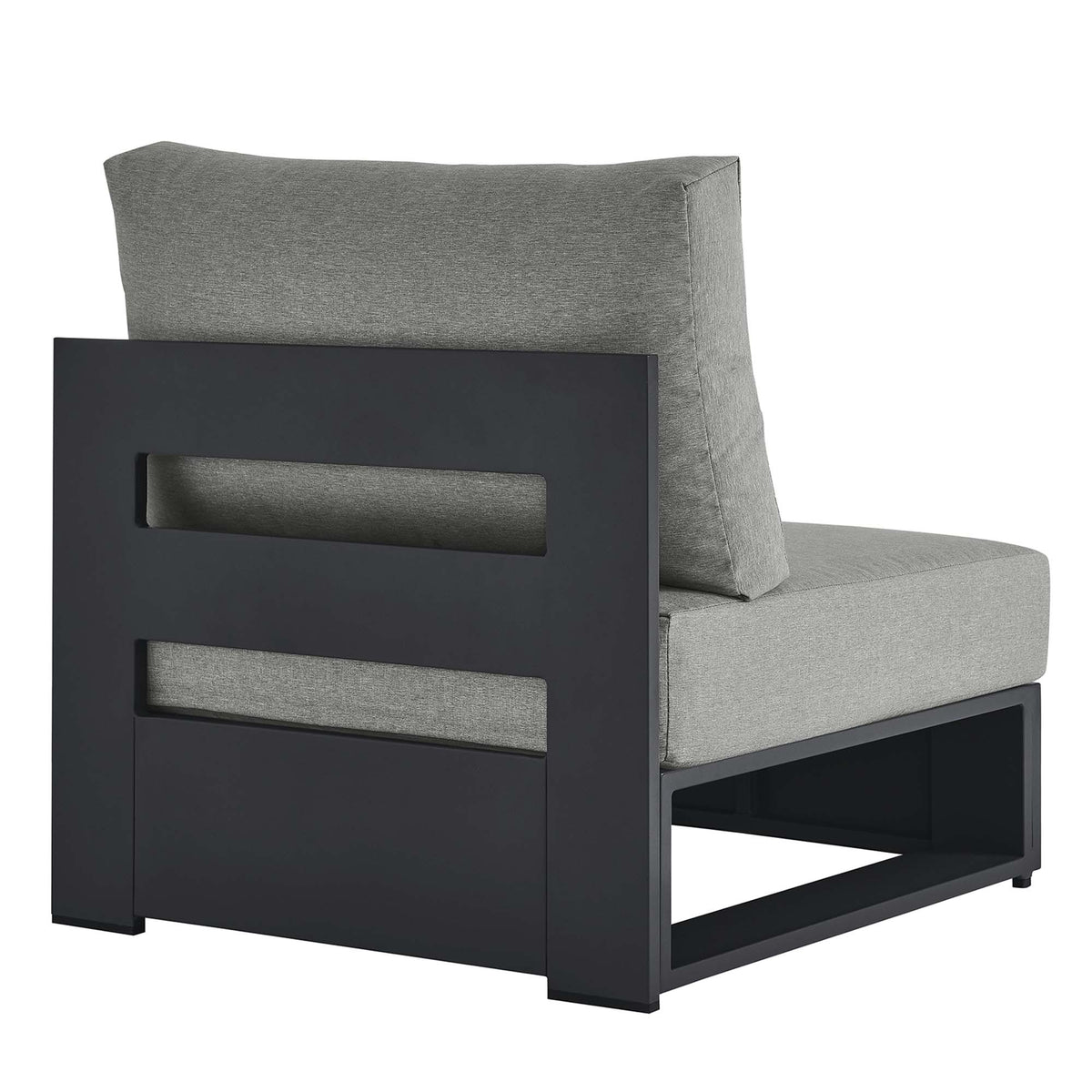 Tahoe Outdoor Patio Powder-Coated Aluminum Modular Armless Chair, Gray Gray