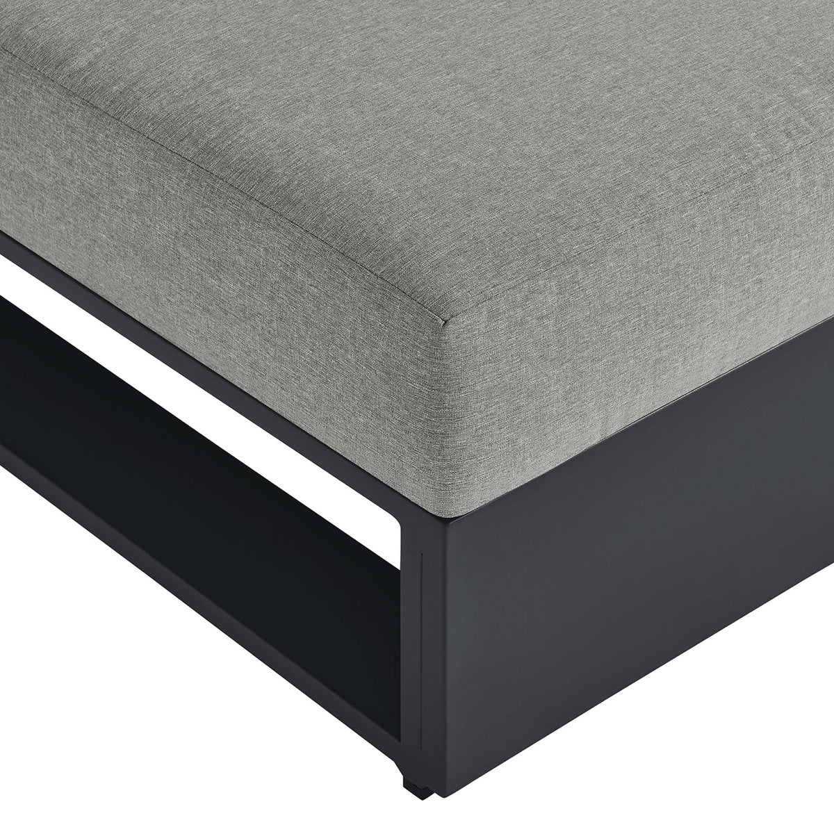 Tahoe Outdoor Patio Powder-Coated Aluminum Modular Armless Chair, Gray Gray
