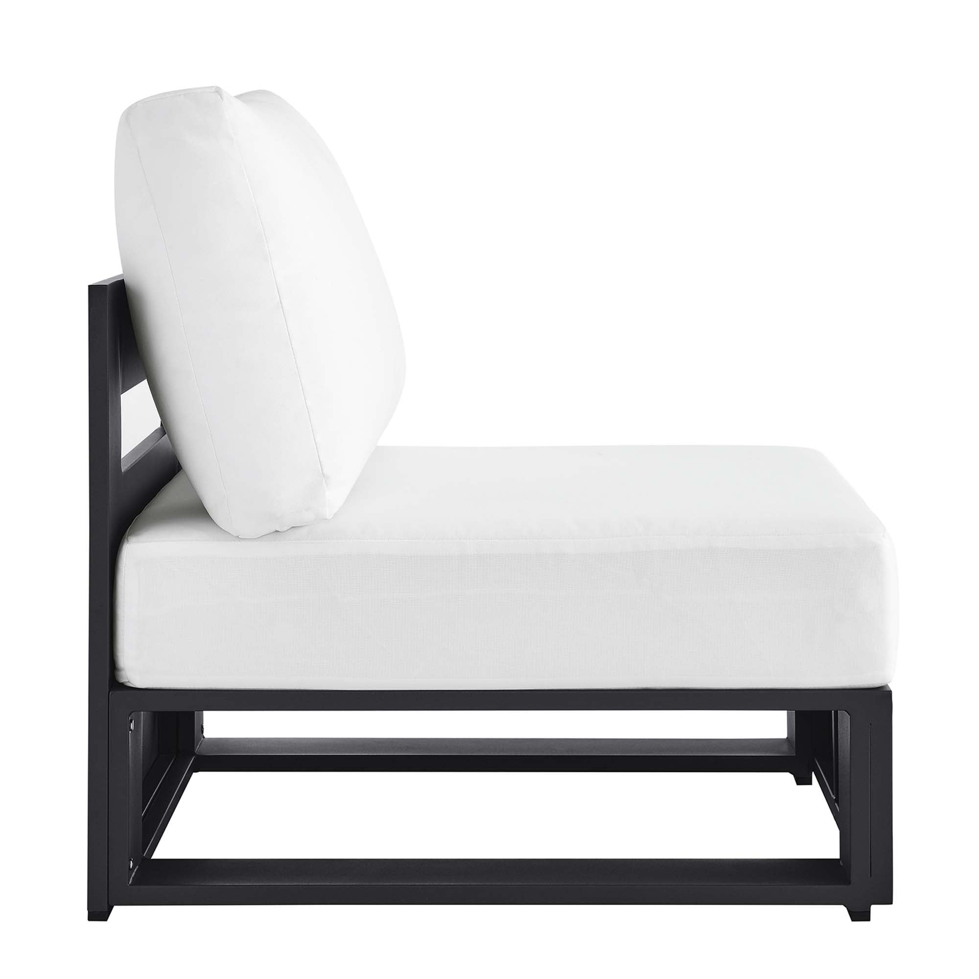 Tahoe Outdoor Patio Powder-Coated Aluminum Modular Armless Chair, Gray White