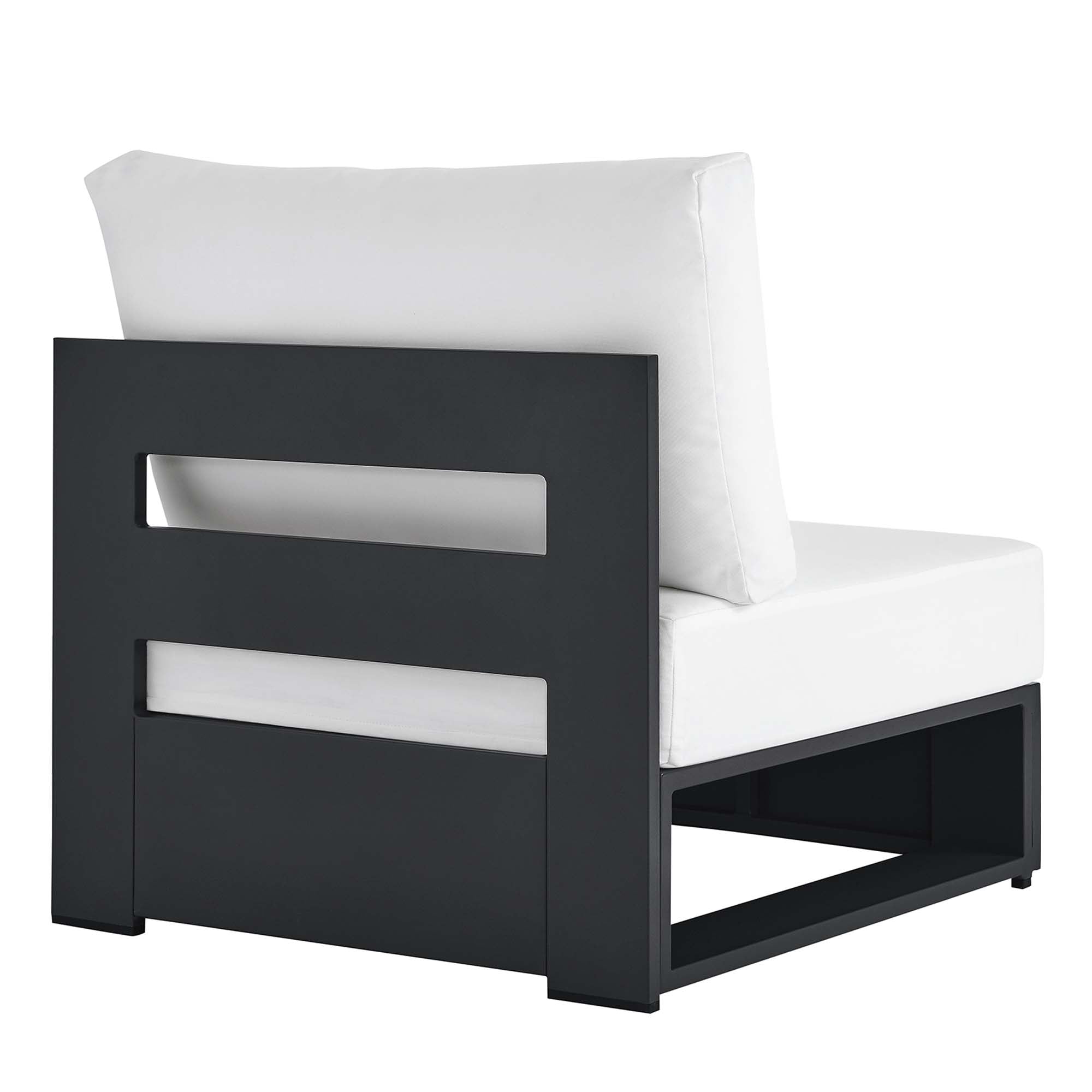 Tahoe Outdoor Patio Powder-Coated Aluminum Modular Armless Chair, Gray White