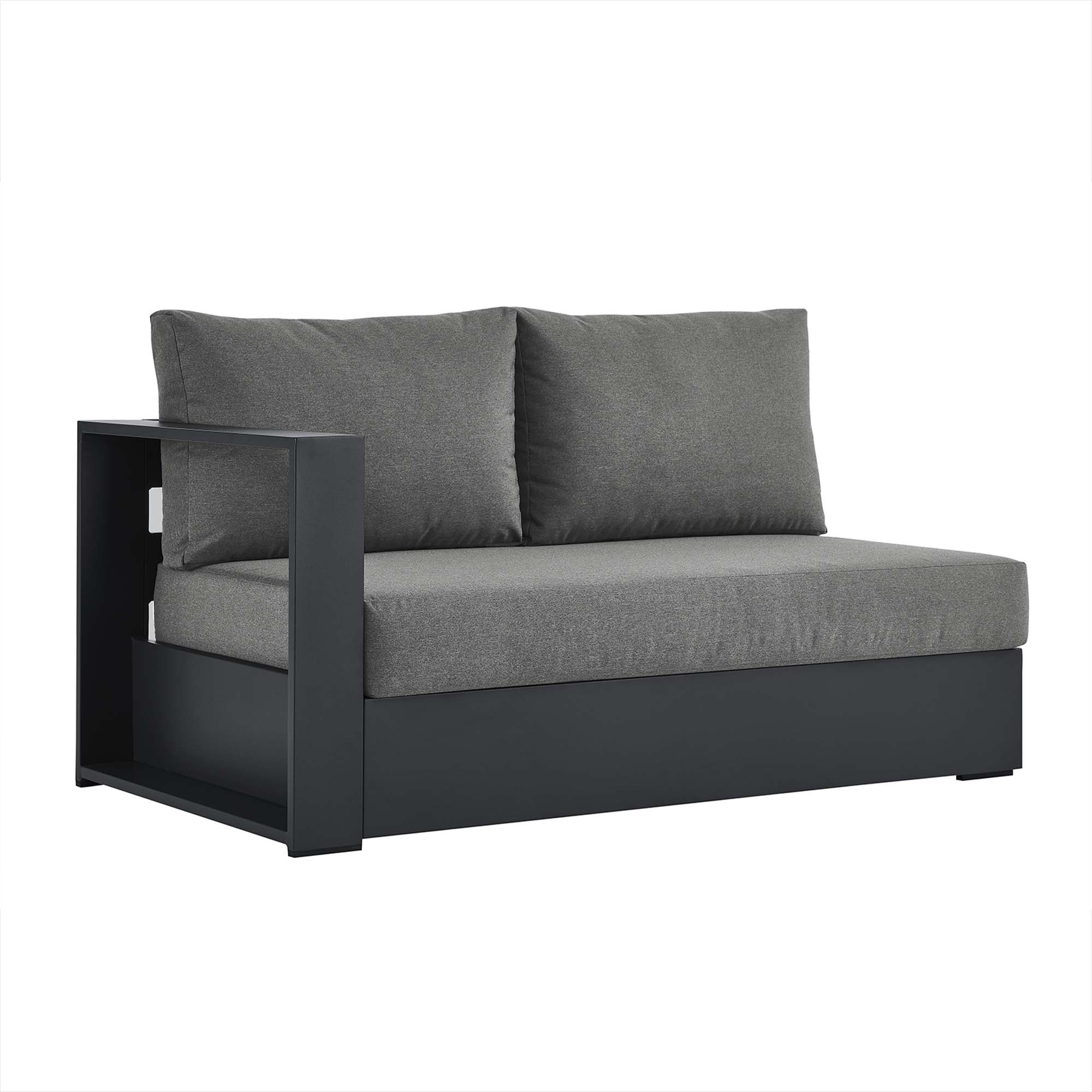 Tahoe Outdoor Patio Powder-Coated Aluminum Modular Left-Facing Loveseat, Gray Charcoal