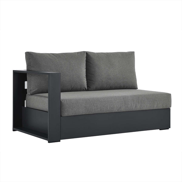 Tahoe Outdoor Patio Powder-Coated Aluminum Modular Left-Facing Loveseat, Gray Charcoal
