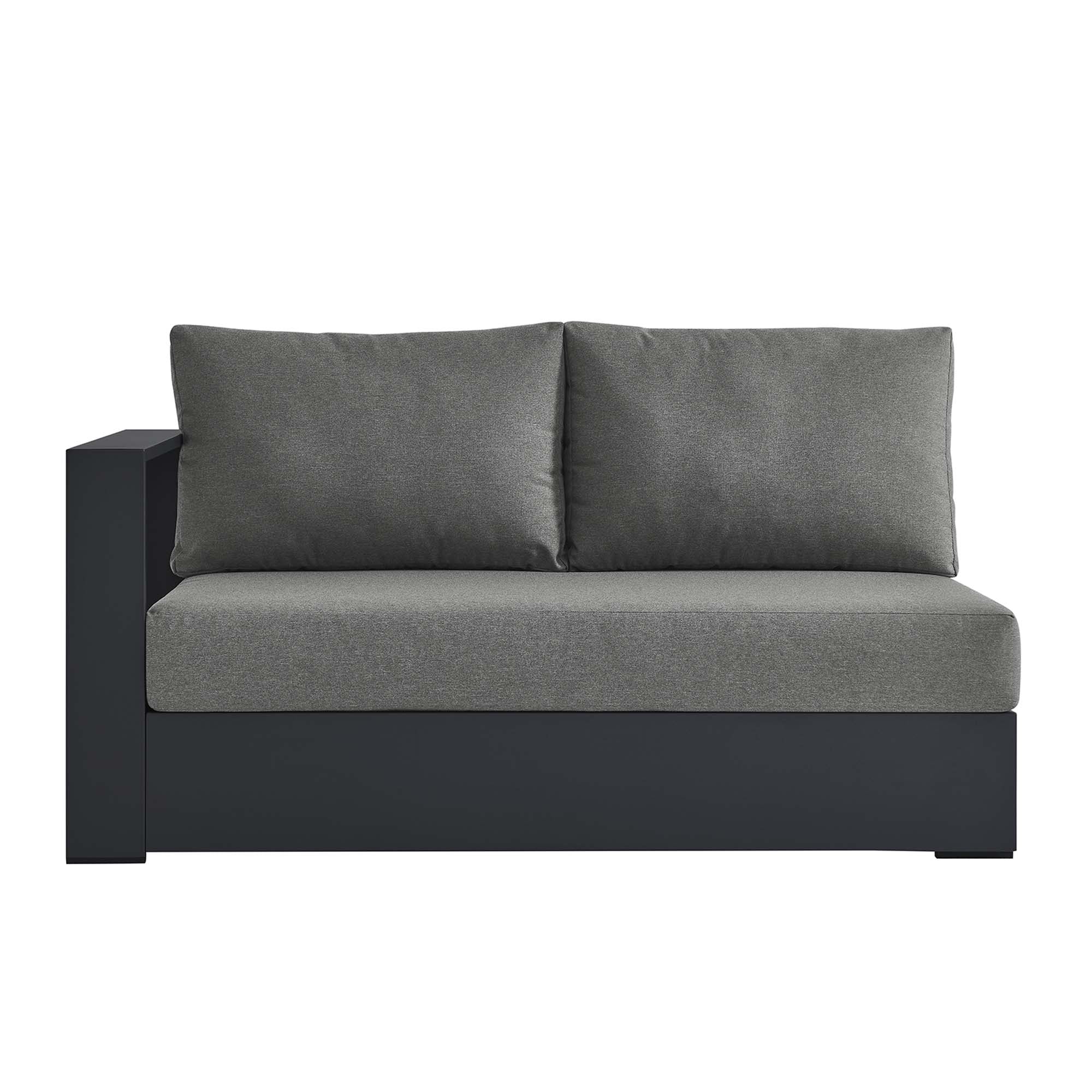Tahoe Outdoor Patio Powder-Coated Aluminum Modular Left-Facing Loveseat, Gray Charcoal