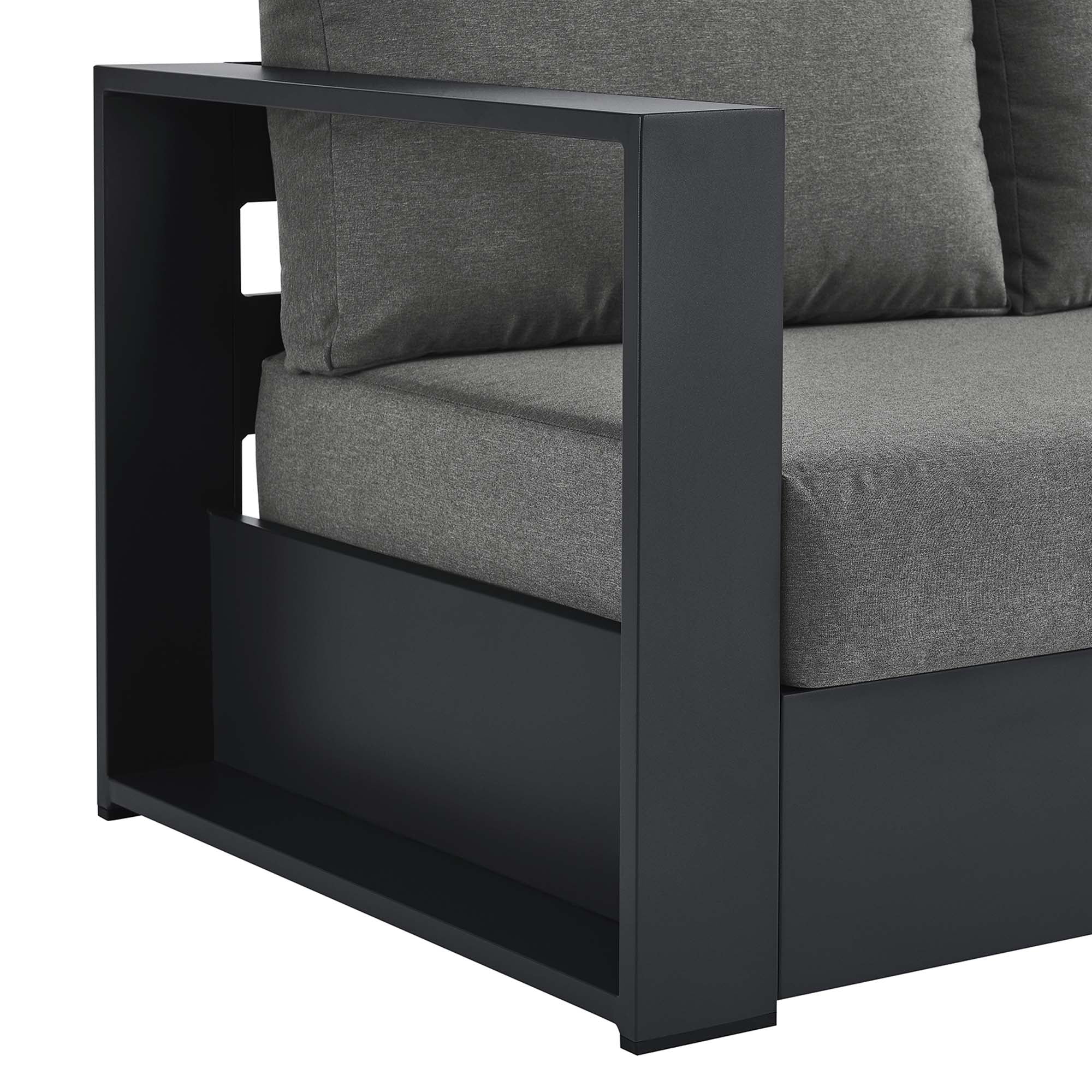 Tahoe Outdoor Patio Powder-Coated Aluminum Modular Left-Facing Loveseat, Gray Charcoal