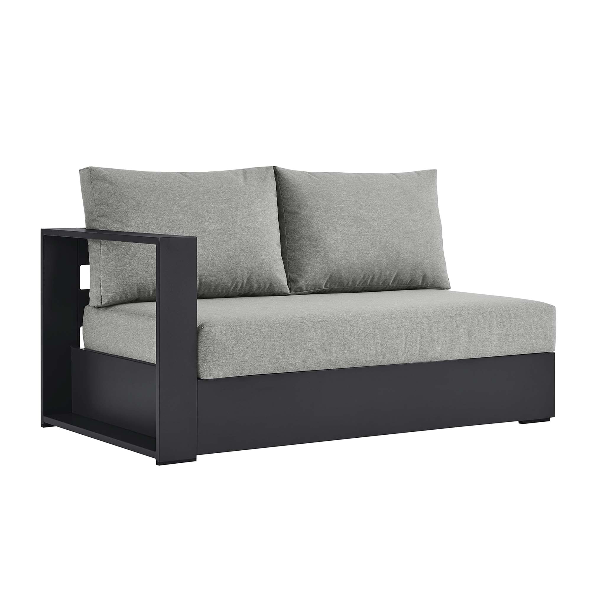 Tahoe Outdoor Patio Powder-Coated Aluminum Modular Left-Facing Loveseat, Gray Gray