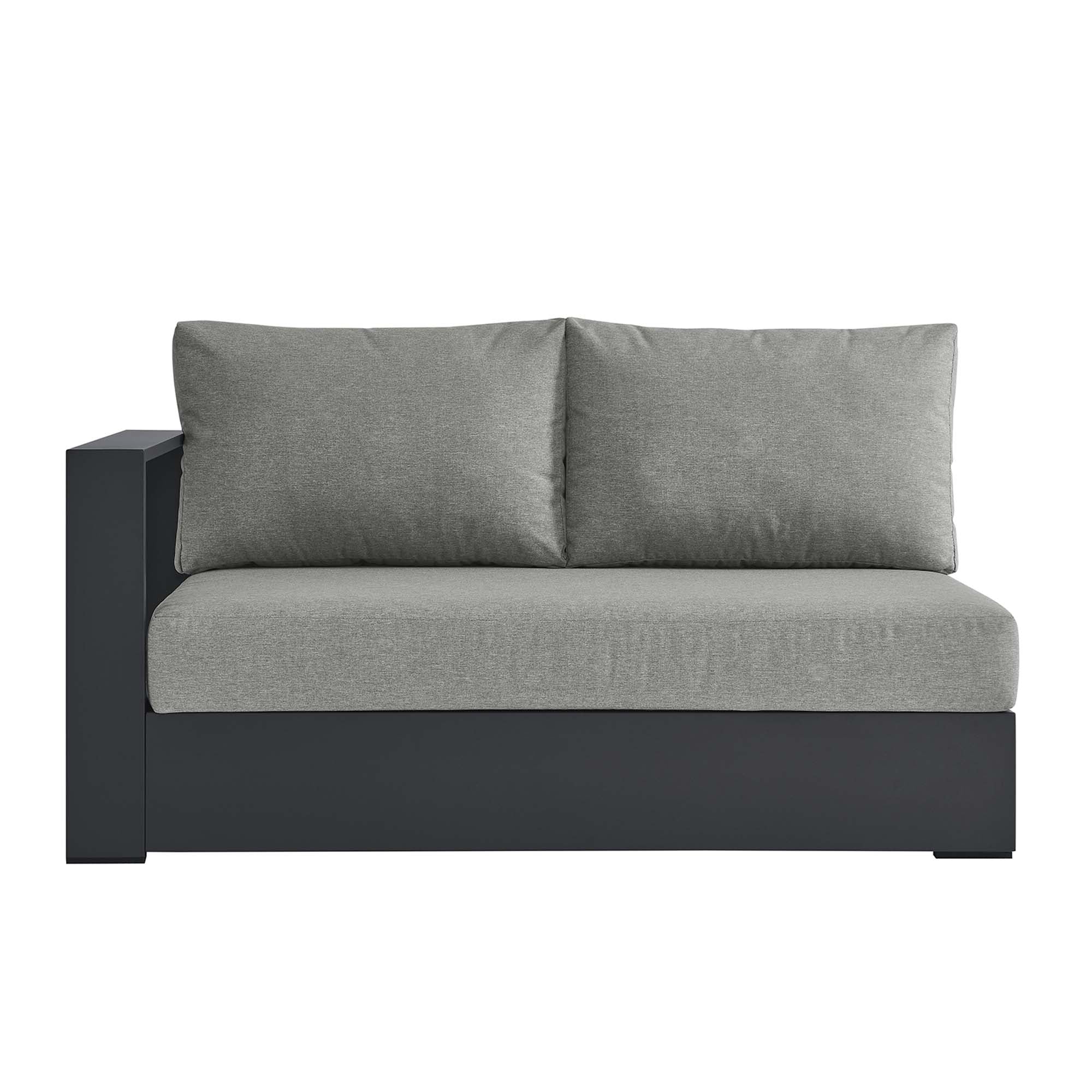 Tahoe Outdoor Patio Powder-Coated Aluminum Modular Left-Facing Loveseat, Gray Gray
