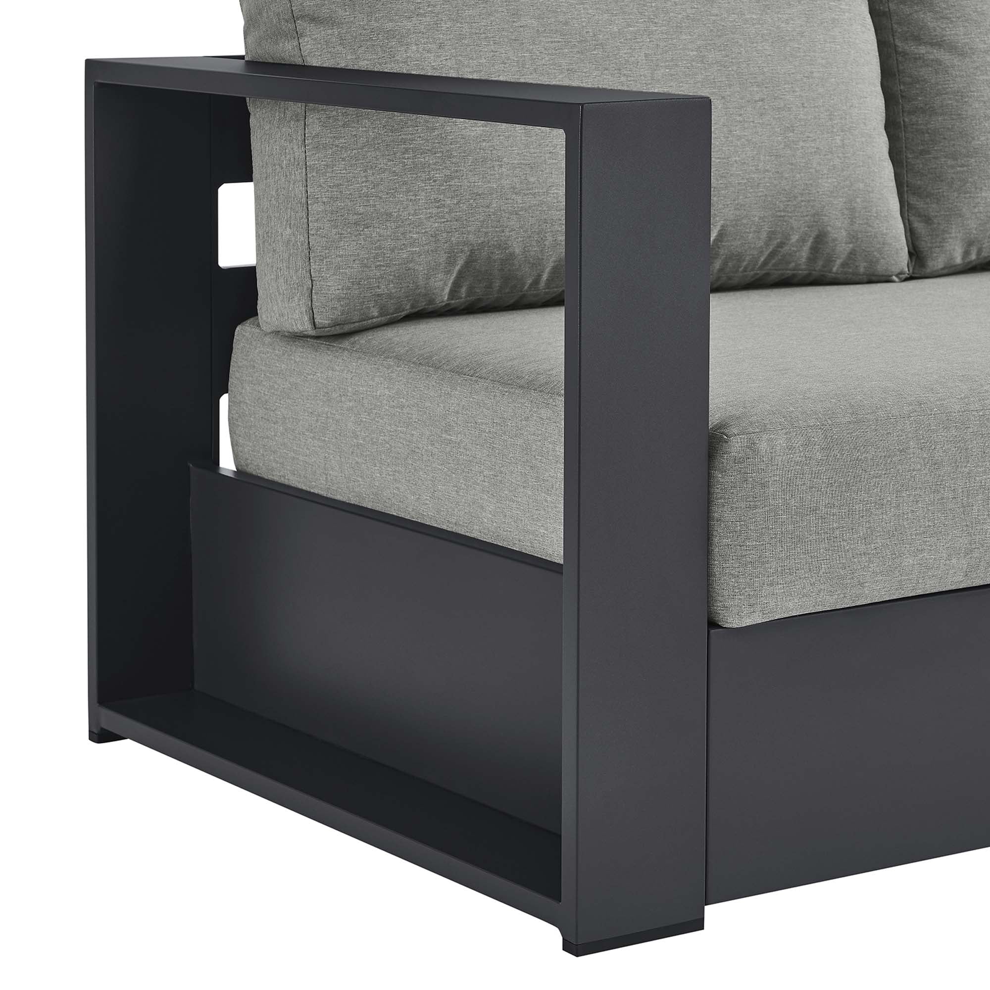 Tahoe Outdoor Patio Powder-Coated Aluminum Modular Left-Facing Loveseat, Gray Gray