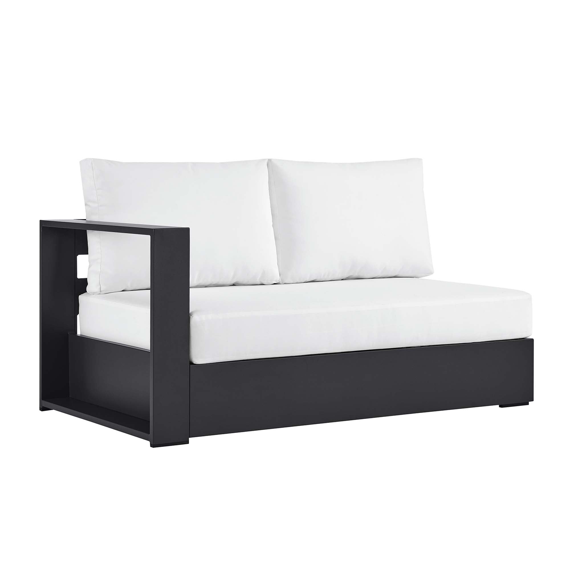 Tahoe Outdoor Patio Powder-Coated Aluminum Modular Left-Facing Loveseat, Gray White