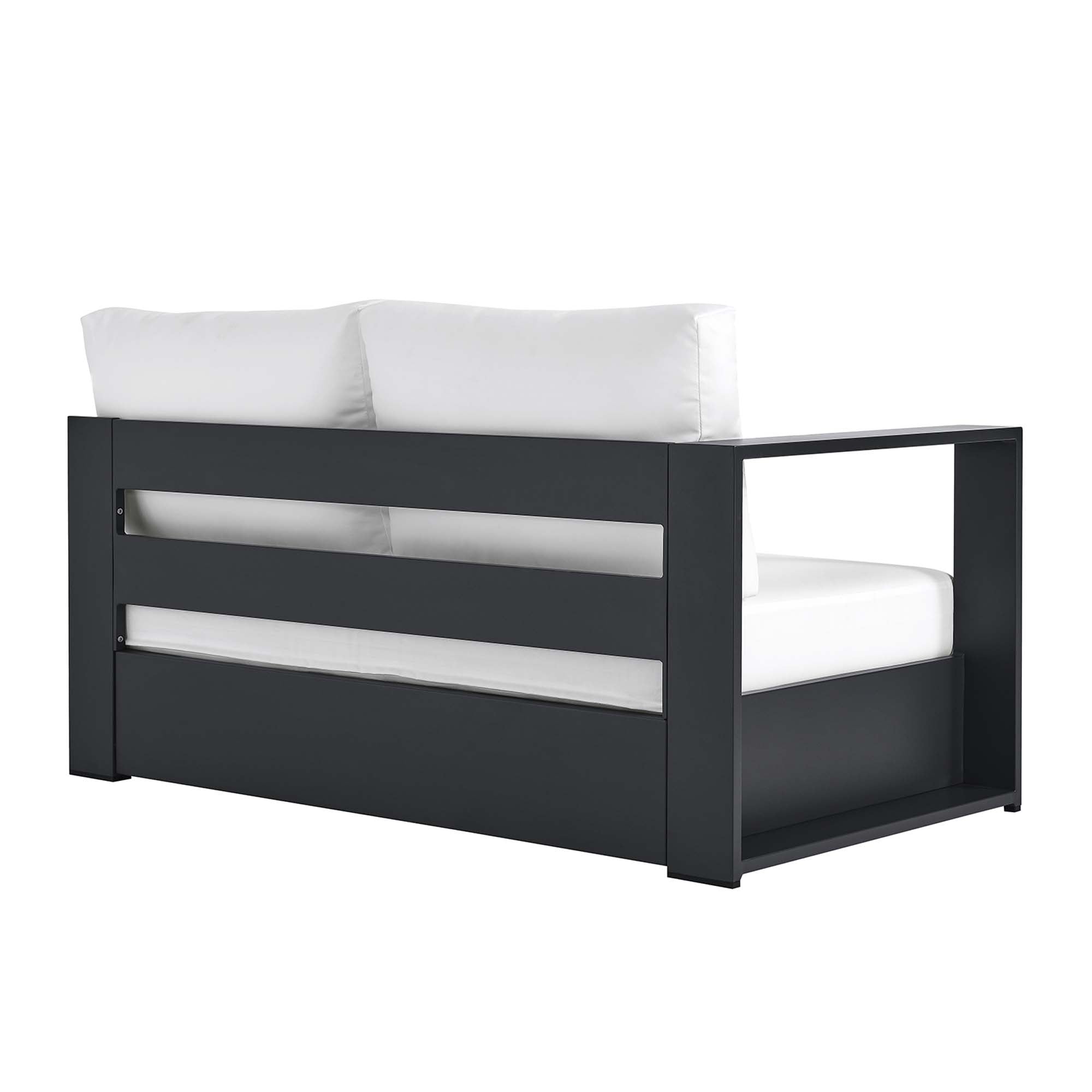Tahoe Outdoor Patio Powder-Coated Aluminum Modular Left-Facing Loveseat, Gray White