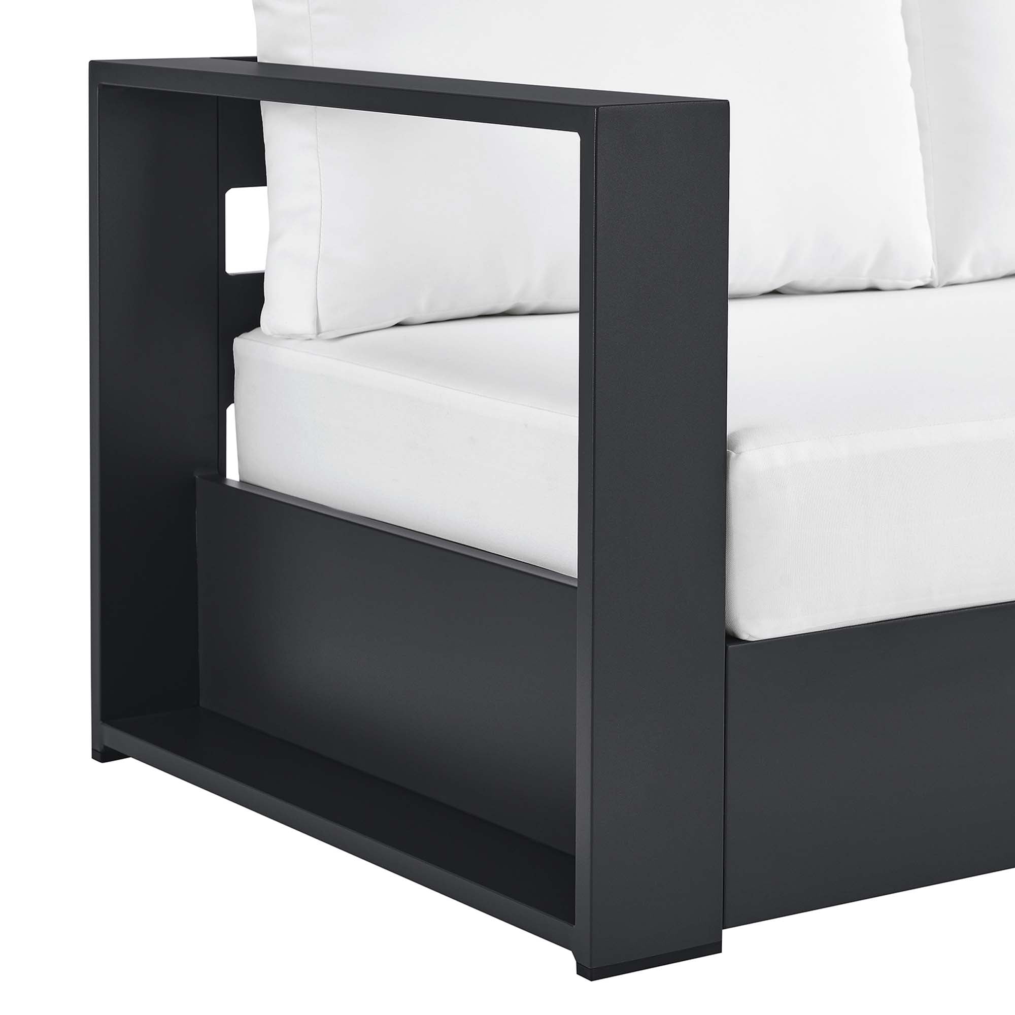 Tahoe Outdoor Patio Powder-Coated Aluminum Modular Left-Facing Loveseat, Gray White