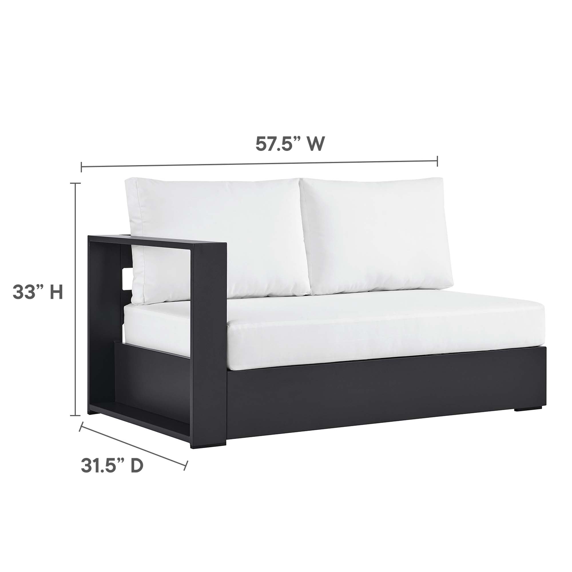 Tahoe Outdoor Patio Powder-Coated Aluminum Modular Left-Facing Loveseat, Gray White