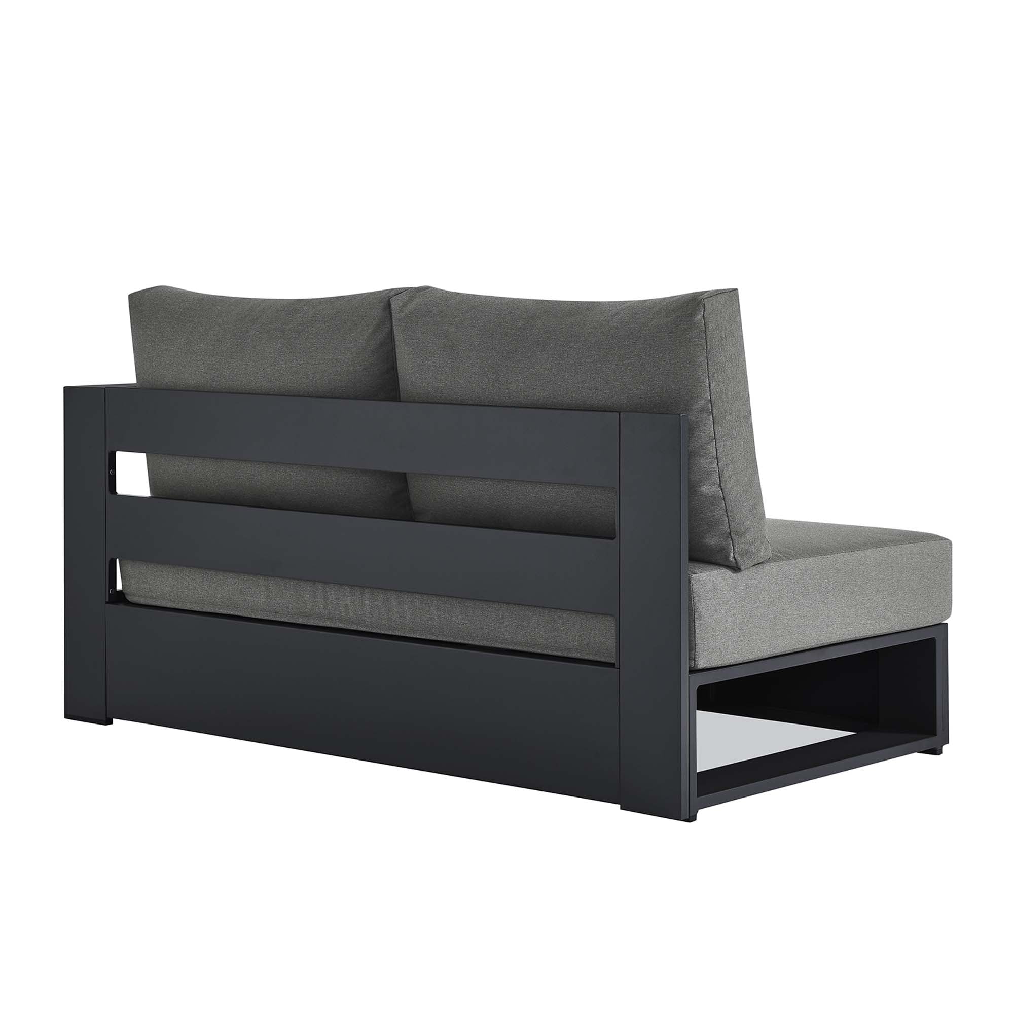 Tahoe Outdoor Patio Powder-Coated Aluminum Modular Right-Facing Loveseat, Gray Charcoal