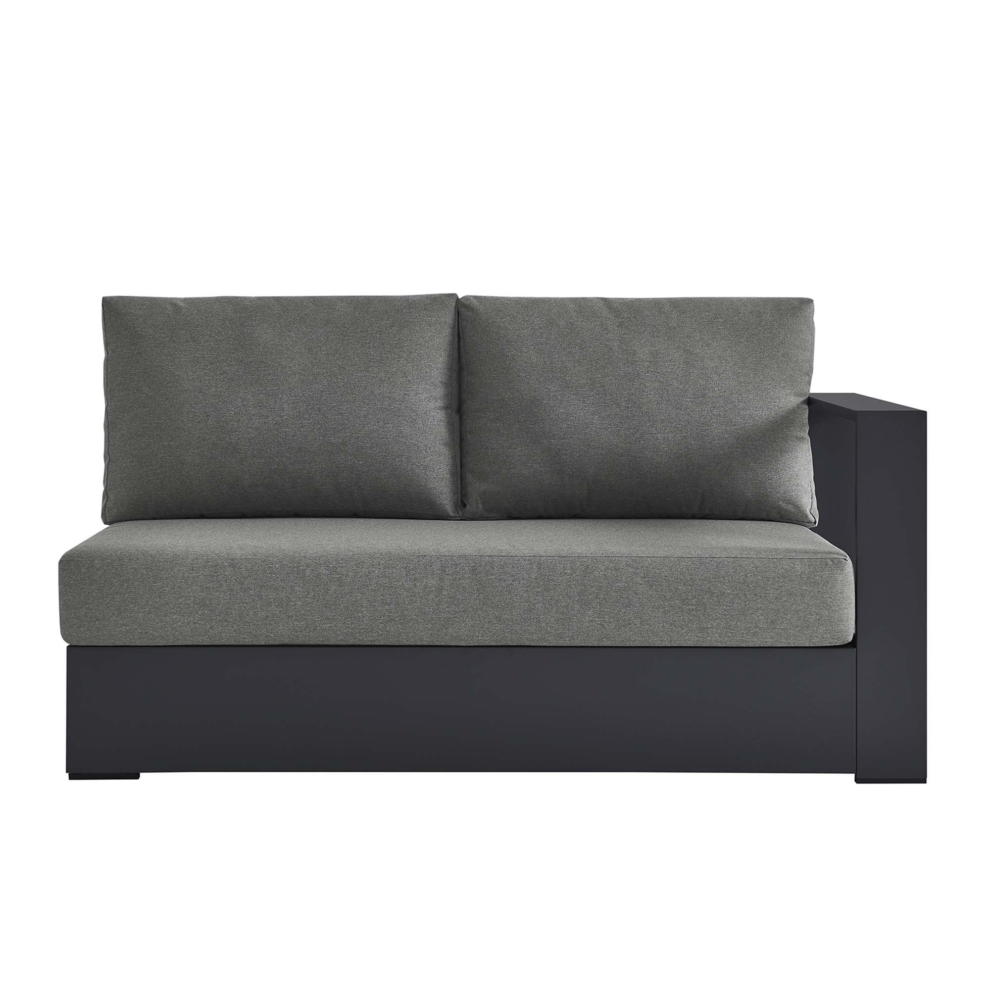 Tahoe Outdoor Patio Powder-Coated Aluminum Modular Right-Facing Loveseat, Gray Charcoal