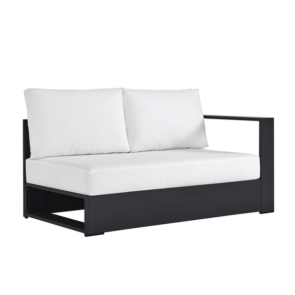 Tahoe Outdoor Patio Powder-Coated Aluminum Modular Right-Facing Loveseat, Gray White