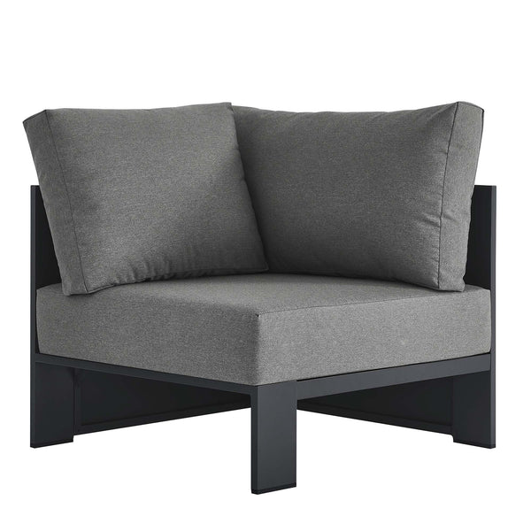 Tahoe Outdoor Patio Powder-Coated Aluminum Modular Corner Chair, Gray Charcoal