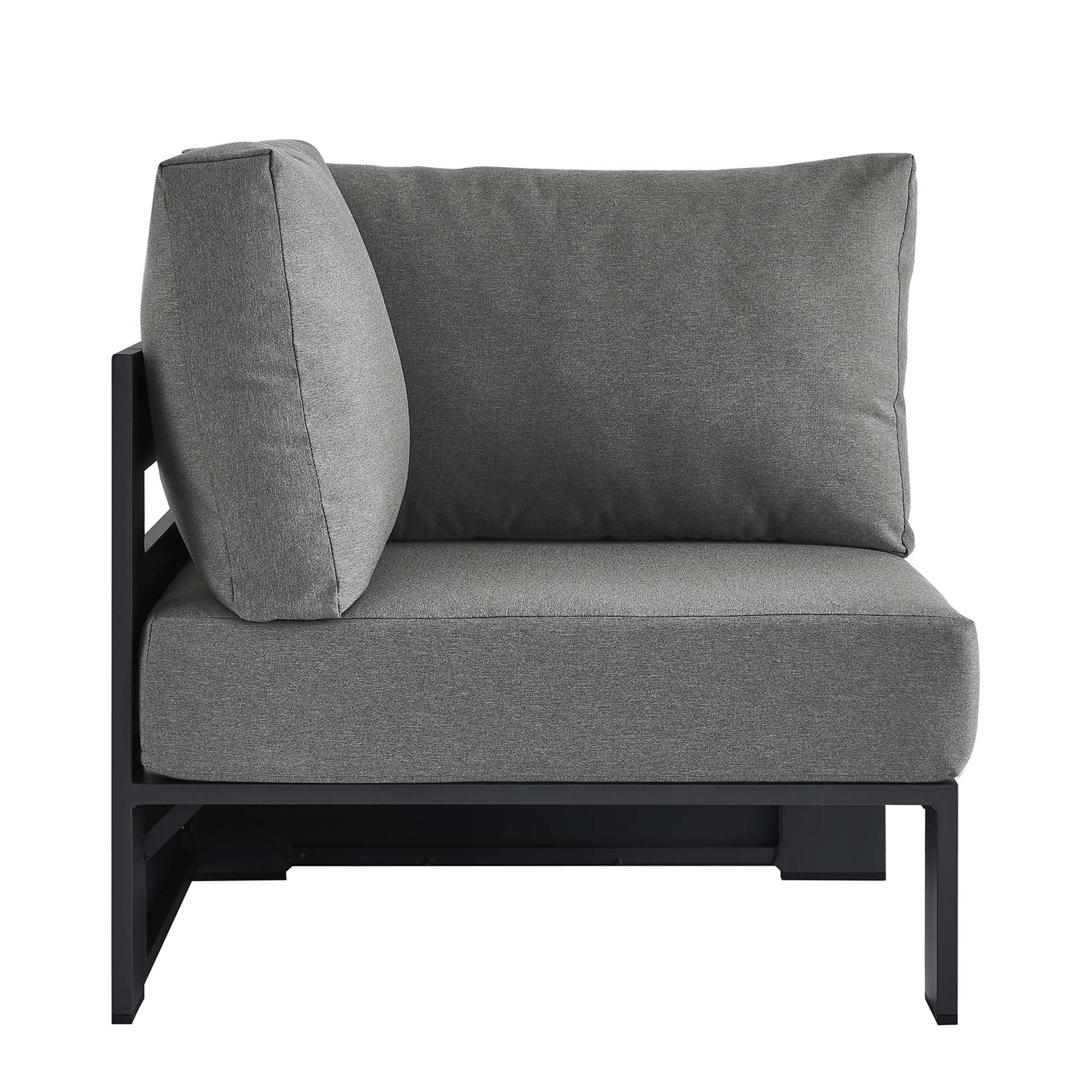 Tahoe Outdoor Patio Powder-Coated Aluminum Modular Corner Chair, Gray Charcoal