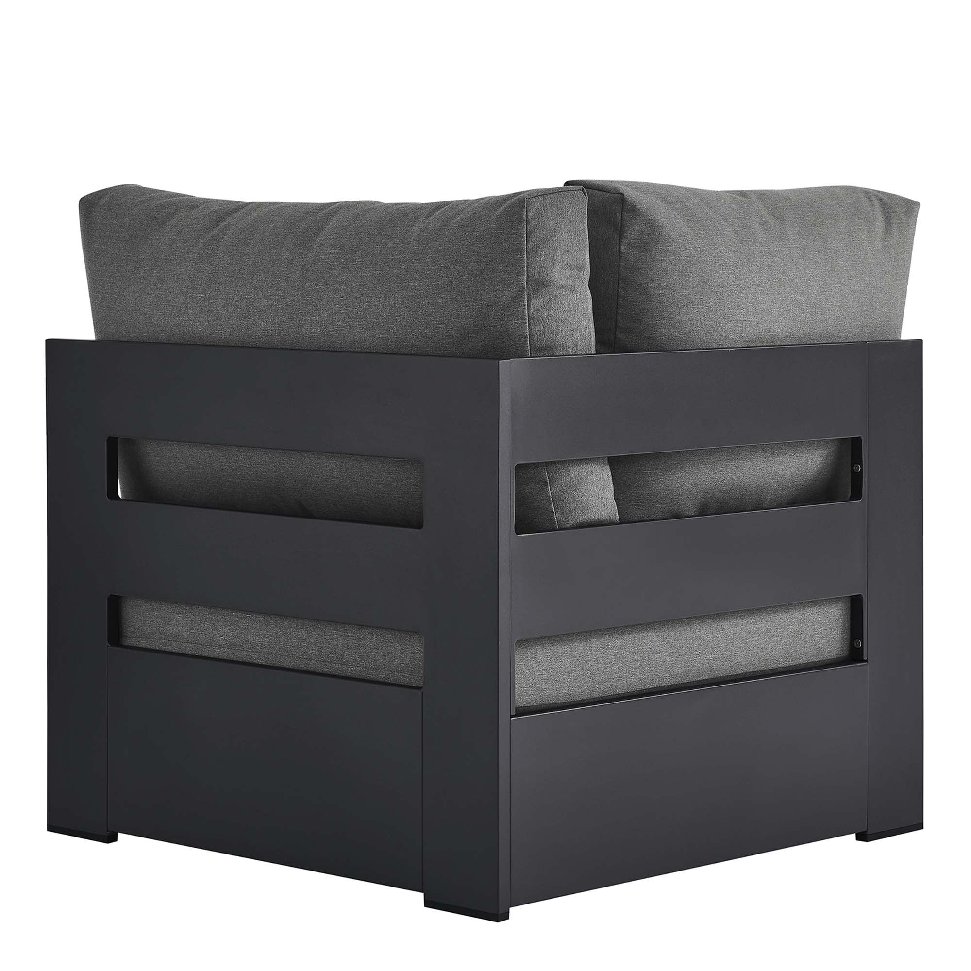 Tahoe Outdoor Patio Powder-Coated Aluminum Modular Corner Chair, Gray Charcoal
