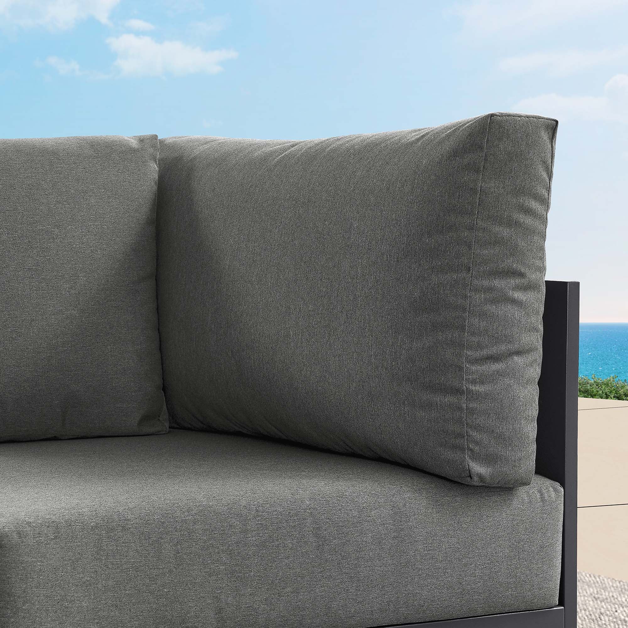 Tahoe Outdoor Patio Powder-Coated Aluminum Modular Corner Chair, Gray Charcoal