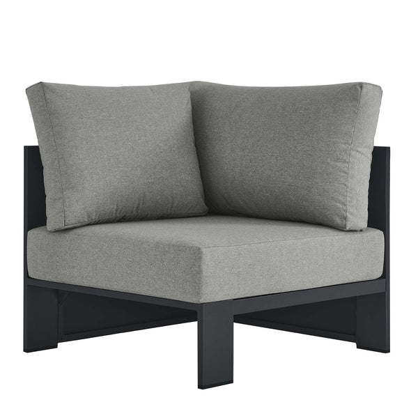 Tahoe Outdoor Patio Powder-Coated Aluminum Modular Corner Chair, Gray Gray