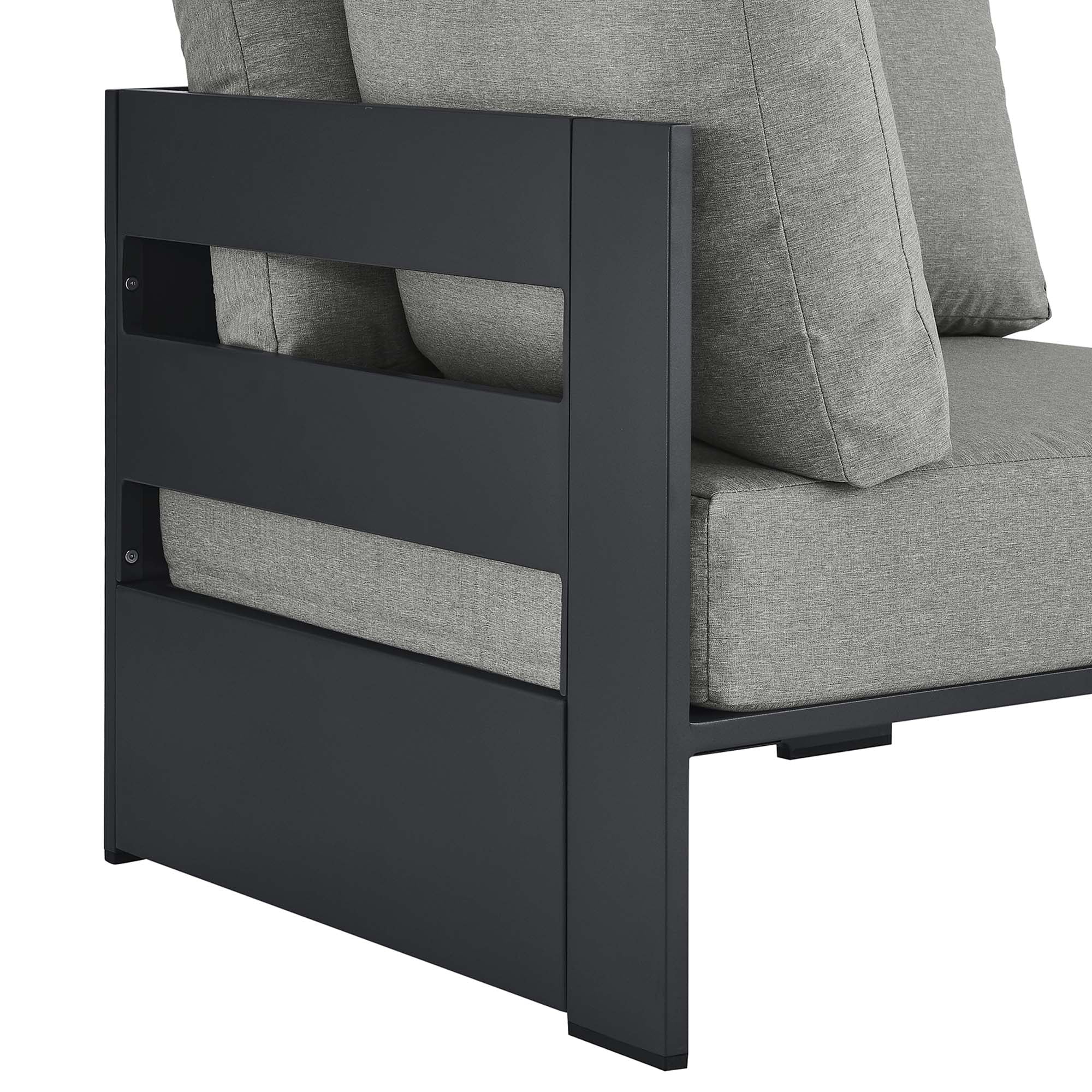 Tahoe Outdoor Patio Powder-Coated Aluminum Modular Corner Chair, Gray Gray