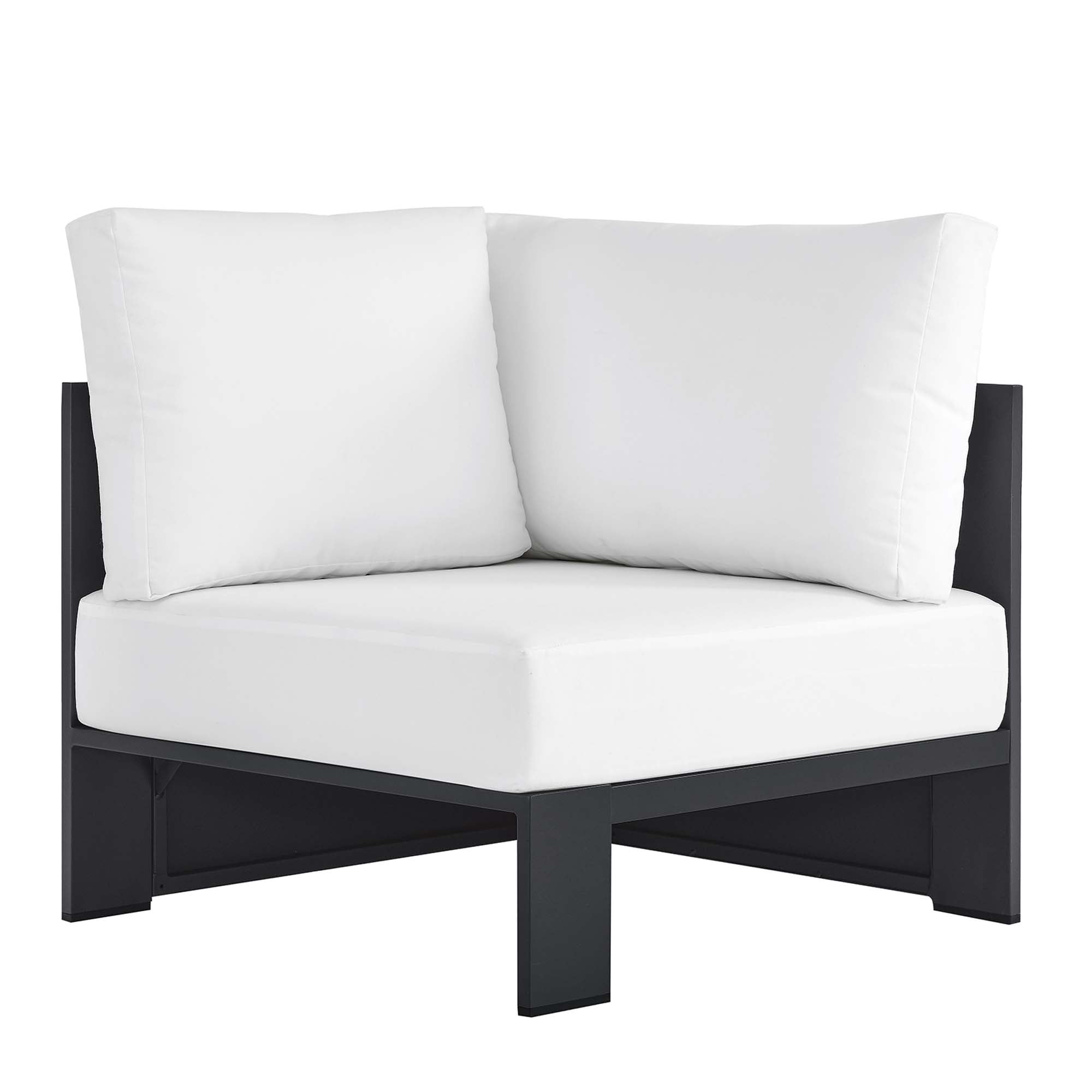 Tahoe Outdoor Patio Powder-Coated Aluminum Modular Corner Chair, Gray White