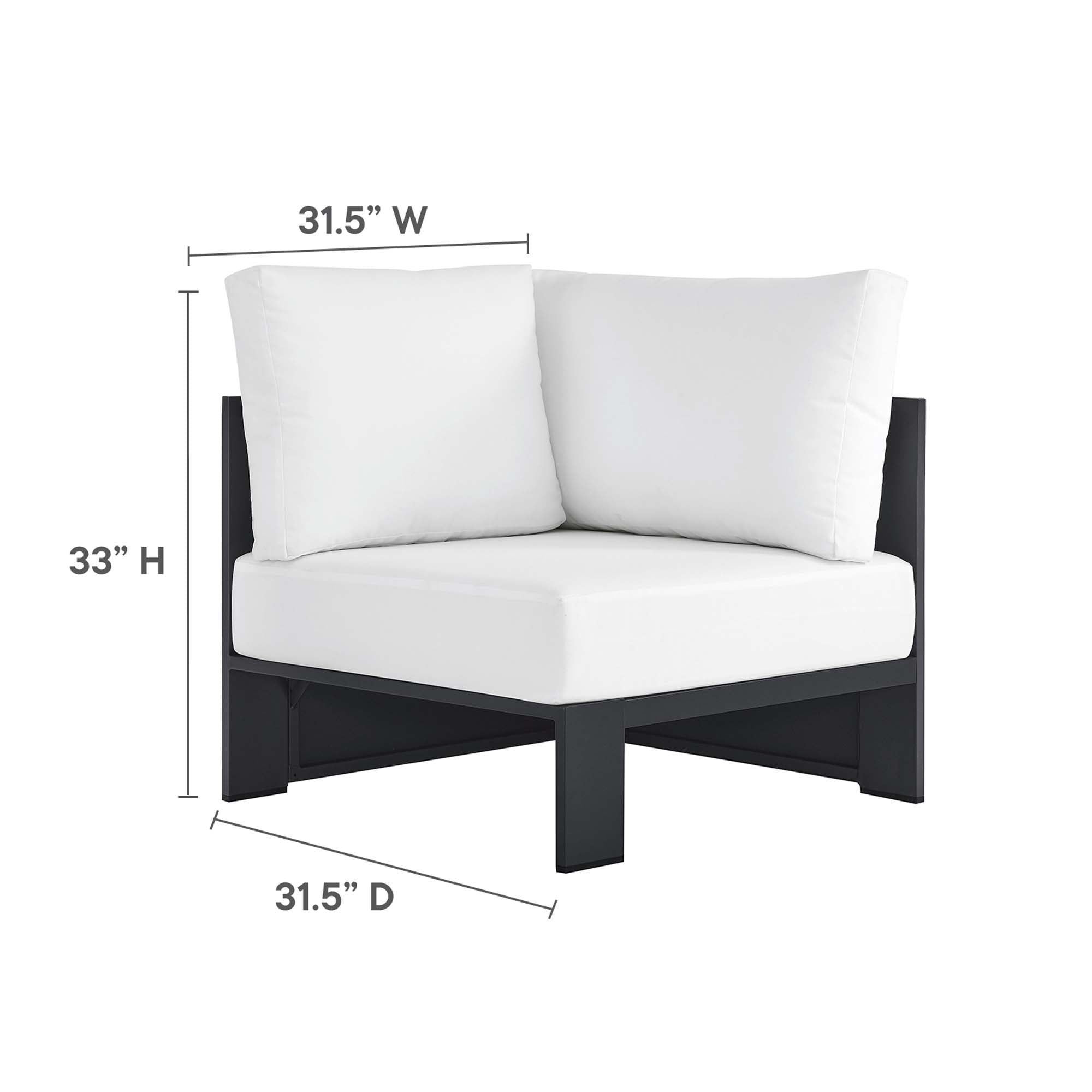 Tahoe Outdoor Patio Powder-Coated Aluminum Modular Corner Chair, Gray White