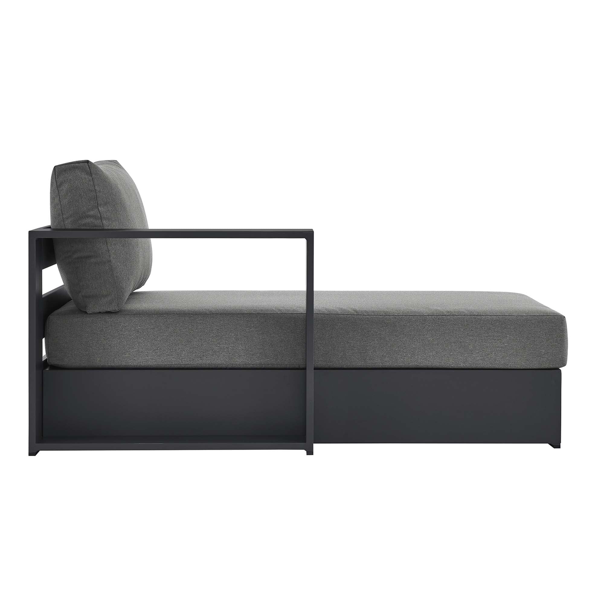 Tahoe Outdoor Patio Powder-Coated Aluminum Modular Left-Facing Chaise Lounge, Gray Charcoal